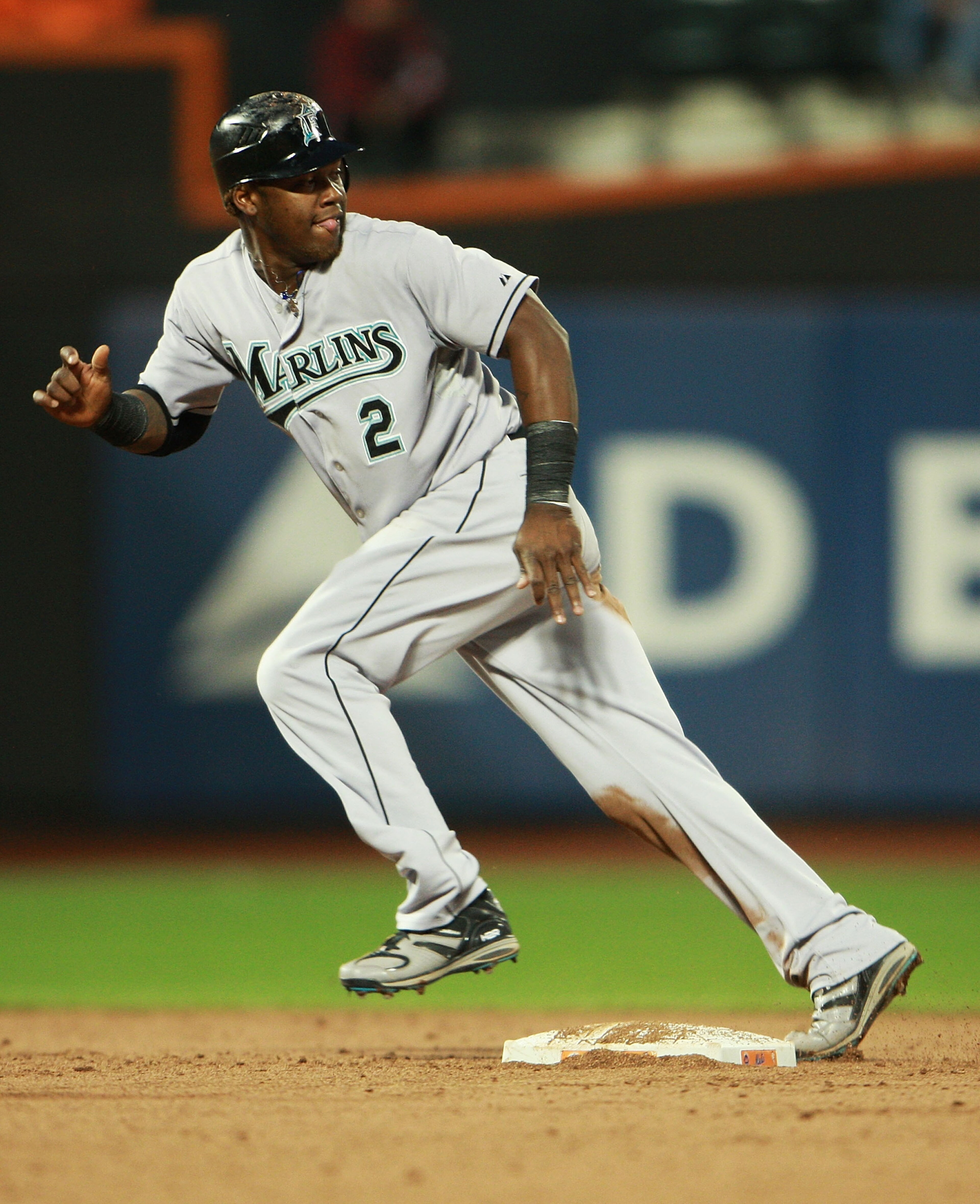 NEW YORK - AUGUST 25: Hanley Ramirez #2 of the Florida Marlins watches the ball as he successfully steals second and third base in the third inning on August 25, 2010 at Citi Field in the Flushing neighborhood of the Queens borough of New York City. (Ph NEW YORK - AUGUST 25: Hanley Ramirez #2 of the Florida Marlins watches the ball as he successfully steals second and third base in the third inning on August 25, 2010 at Citi Field in the Flushing neighborhood of the Queens borough of New York City. (Ph
