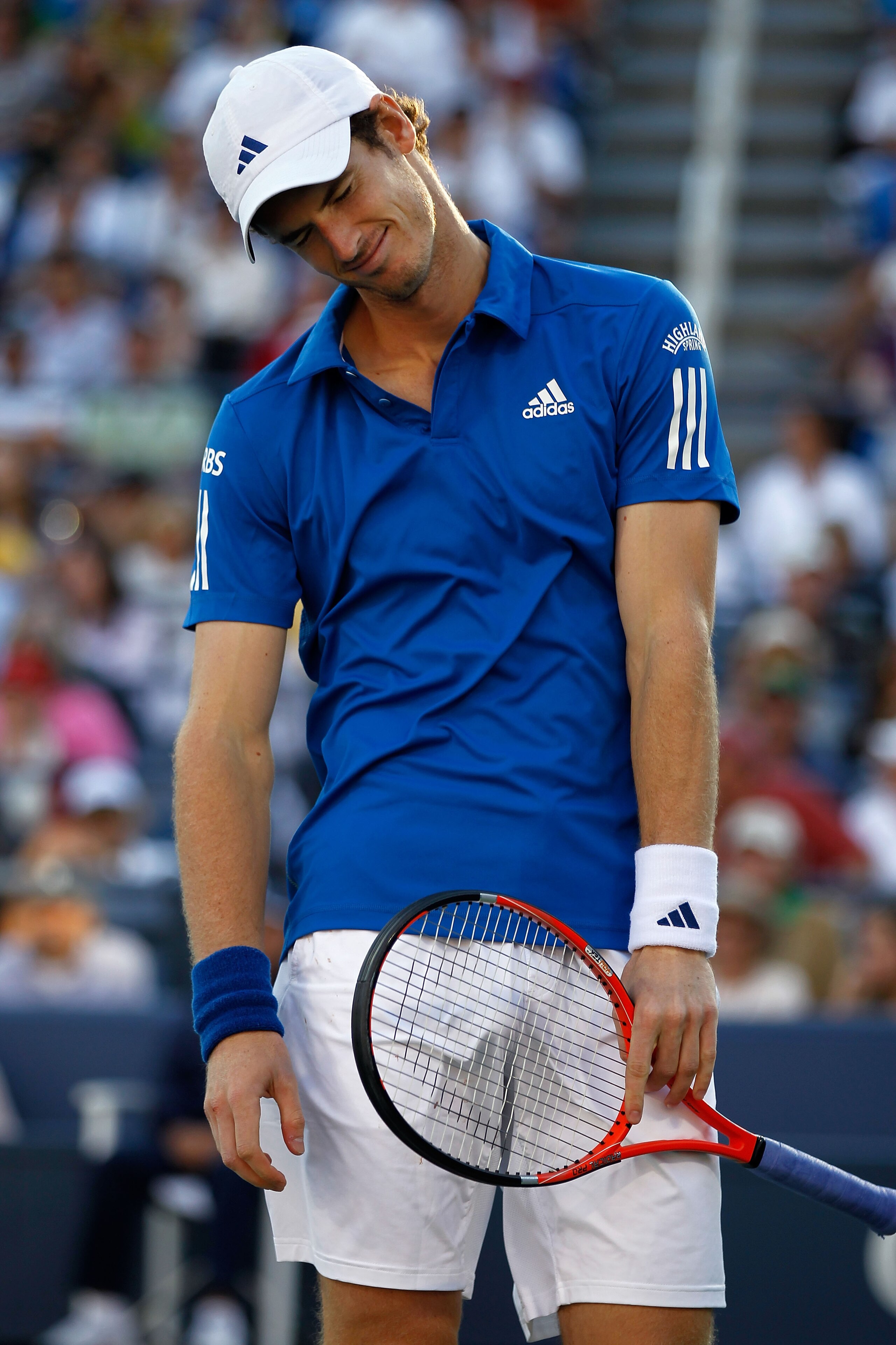NEW YORK - SEPTEMBER 05:  Andy Murray of Great Britain reacts after a point played against Stanislas Wawrinka of Switzerland during the men's singles match on day seven of the 2010 U.S. Open at the USTA Billie Jean King National Tennis Center on September