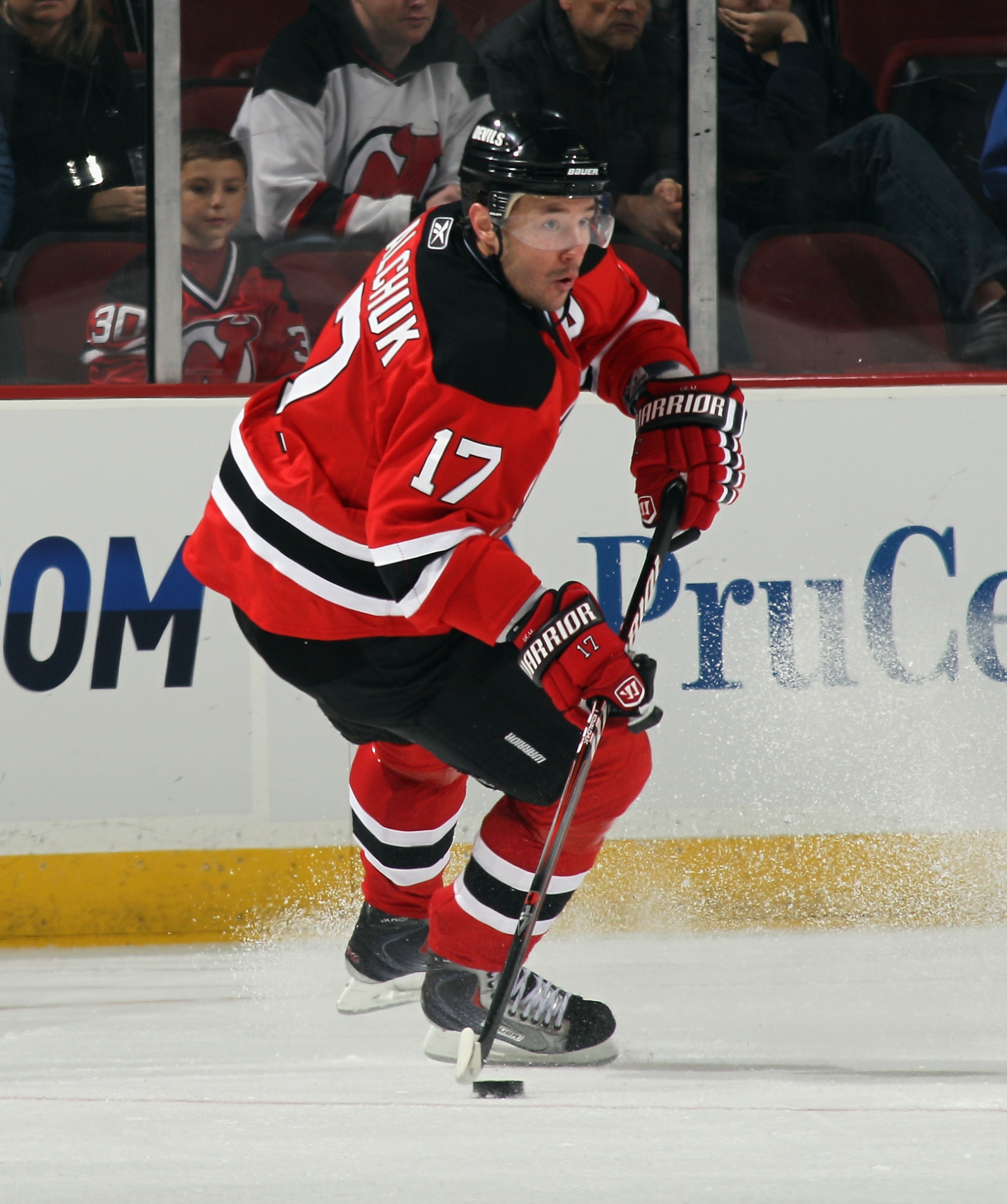 NEWARK, NJ - DECEMBER 11:  Ilya Kovalchuk #17 of the New Jersey Devils skates against the Detroit Red Wings at the Prudential Center on December 11, 2010 in Newark, New Jersey. The Red Wings defeated the the Devils 4-1.  (Photo by Bruce Bennett/Getty Imag