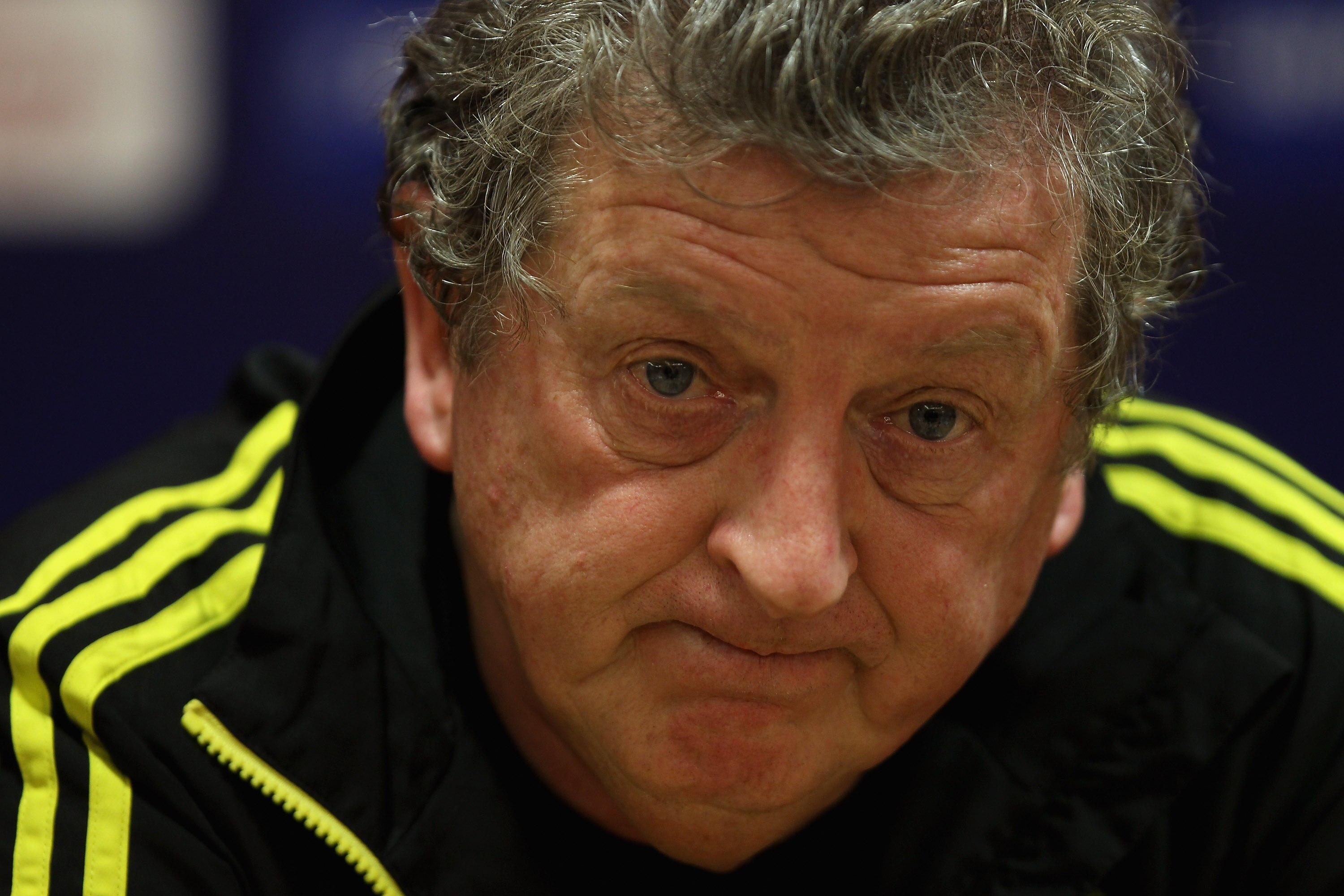 LIVERPOOL, ENGLAND - DECEMBER 14:  Liverpool manager Roy Hodgson thinks before answering a question during the press conference ahead of their UEFA Europa League Group K match against Utrecht at Anfield on December 14, 2010 in Liverpool, England.  (Photo