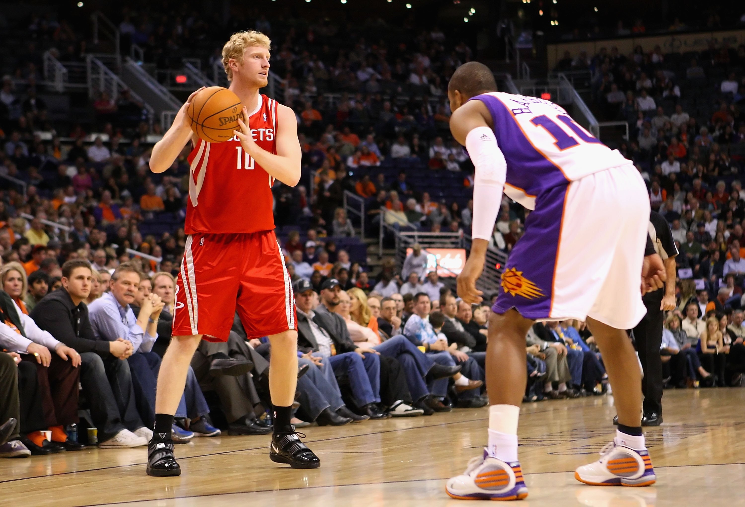 PHOENIX - JANUARY 06:  Chase Budinger #10 of the Houston Rockets looks to pass during the NBA game against the Phoenix Suns at US Airways Center on January 6, 2010 in Phoenix, Arizona. The Suns defeated the Rockets 118-110.  NOTE TO USER: User expressly a