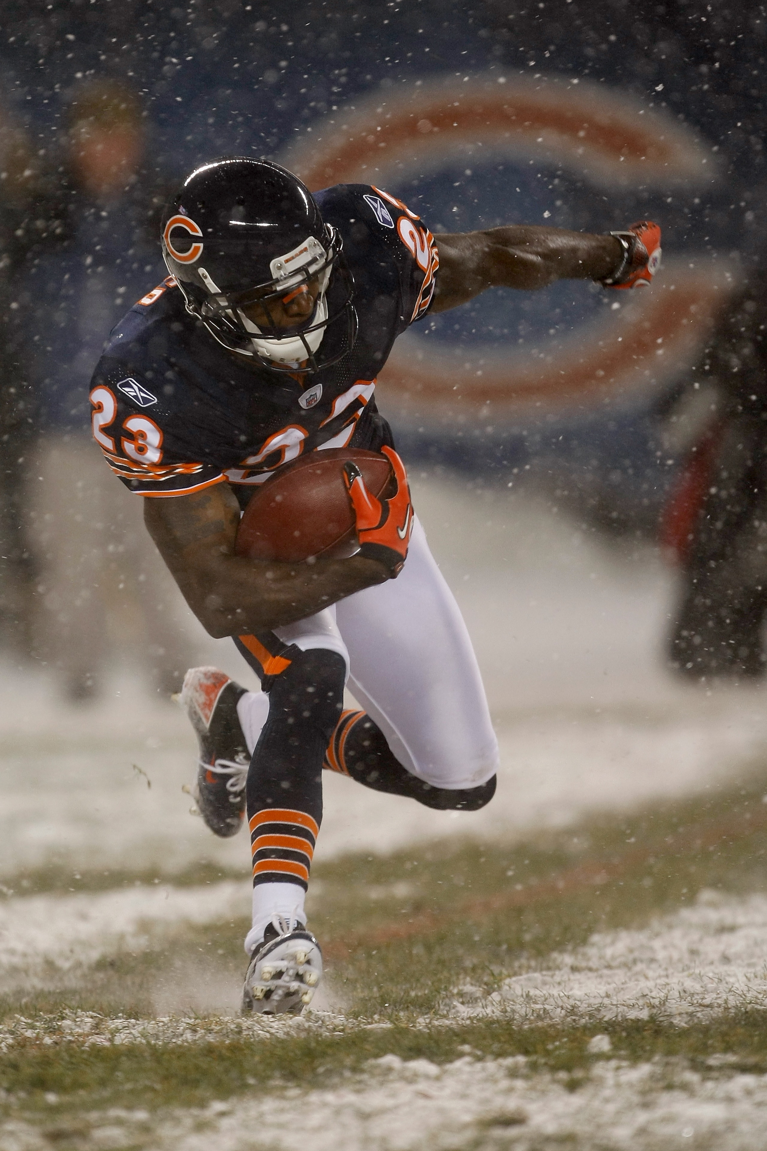 CHICAGO, IL - DECEMBER 12: Devin Hester #23 of the Chicago Bears runs against the New England Patriots at Soldier Field on December 12, 2010 in Chicago, Illinois. The Patriots defeated the Bears 36-7. (Photo by Scott Boehm/Getty Images)