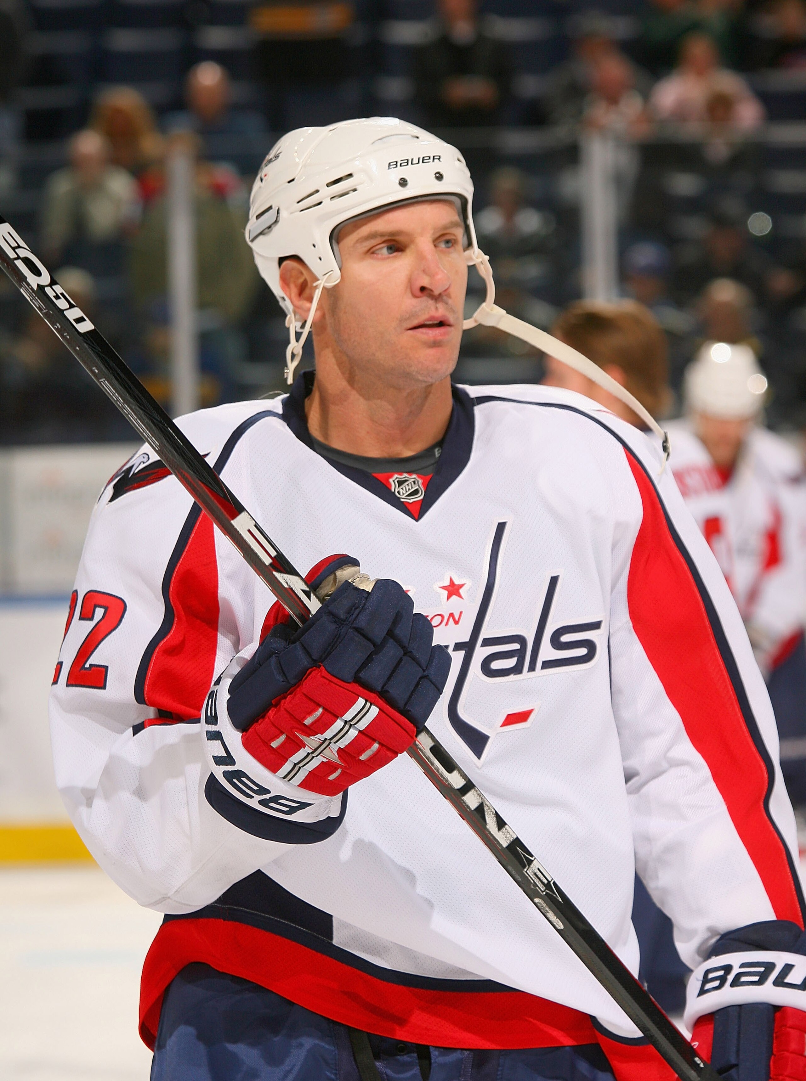 BUFFALO, NY - NOVEMBER 13: Mike Knuble #22 of the Washington Capitals warms up prior to playing the Buffalo Sabres  at HSBC Arena on November13, 2010 in Buffalo, New York. Buffalo won 3-2 in overtime .  (Photo by Rick Stewart/Getty Images)