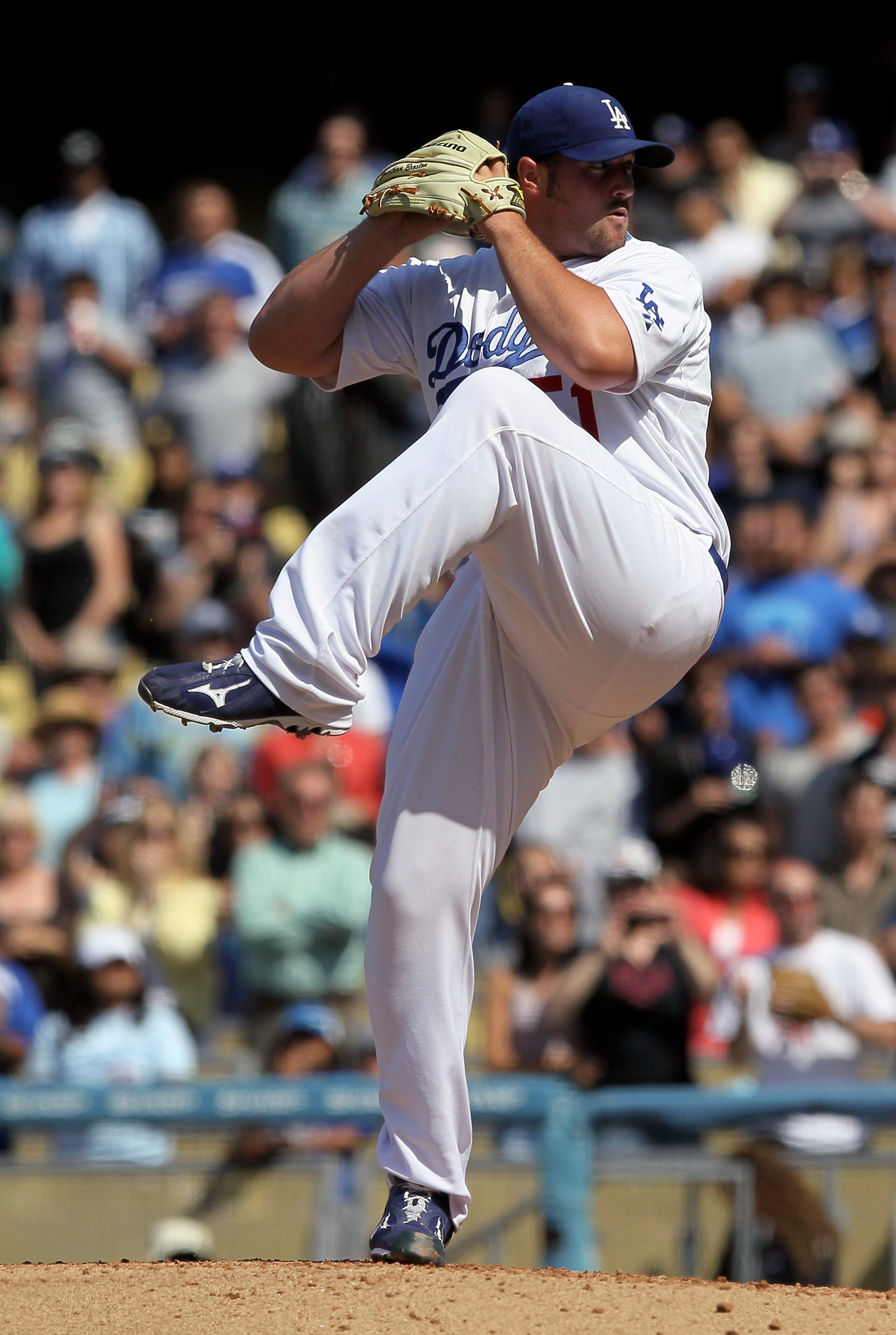 LOS ANGELES, CA - MAY 09:  Jonathan Broxton #51 of the Los Angeles Dodgers pitches against the Colorado Rockies at Dodger Stadium on May 9, 2010 in Los Angeles, California.  (Photo by Jeff Gross/Getty Images)