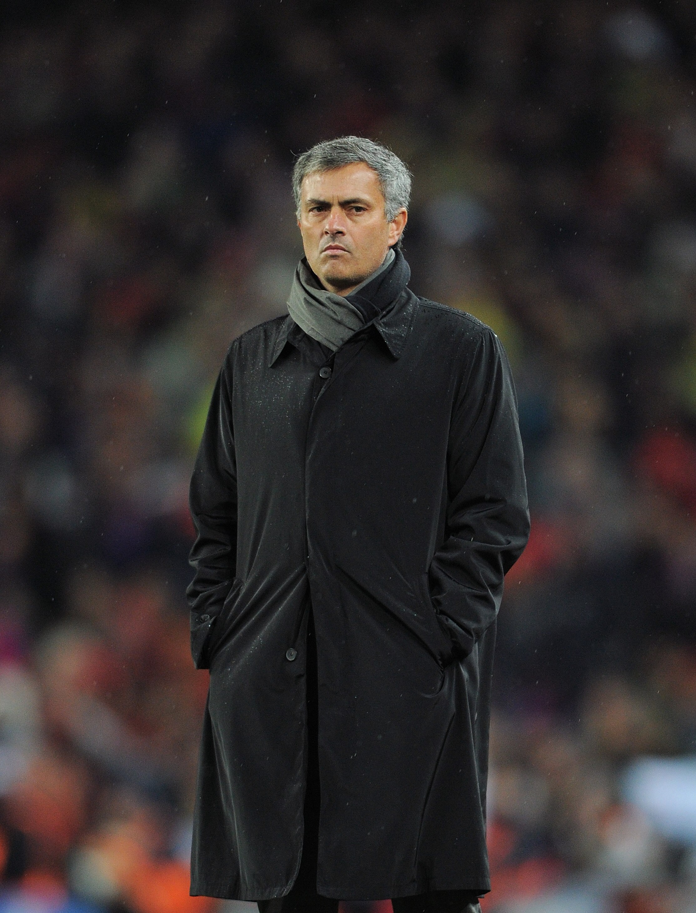 BARCELONA, SPAIN - NOVEMBER 29:  Head coach Jose Mourinho of Real Madrid follows the game during the la liga match between Barcelona and Real Madrid at the Camp Nou stadium on November 29, 2010 in Barcelona, Spain.  (Photo by Jasper Juinen/Getty Images)