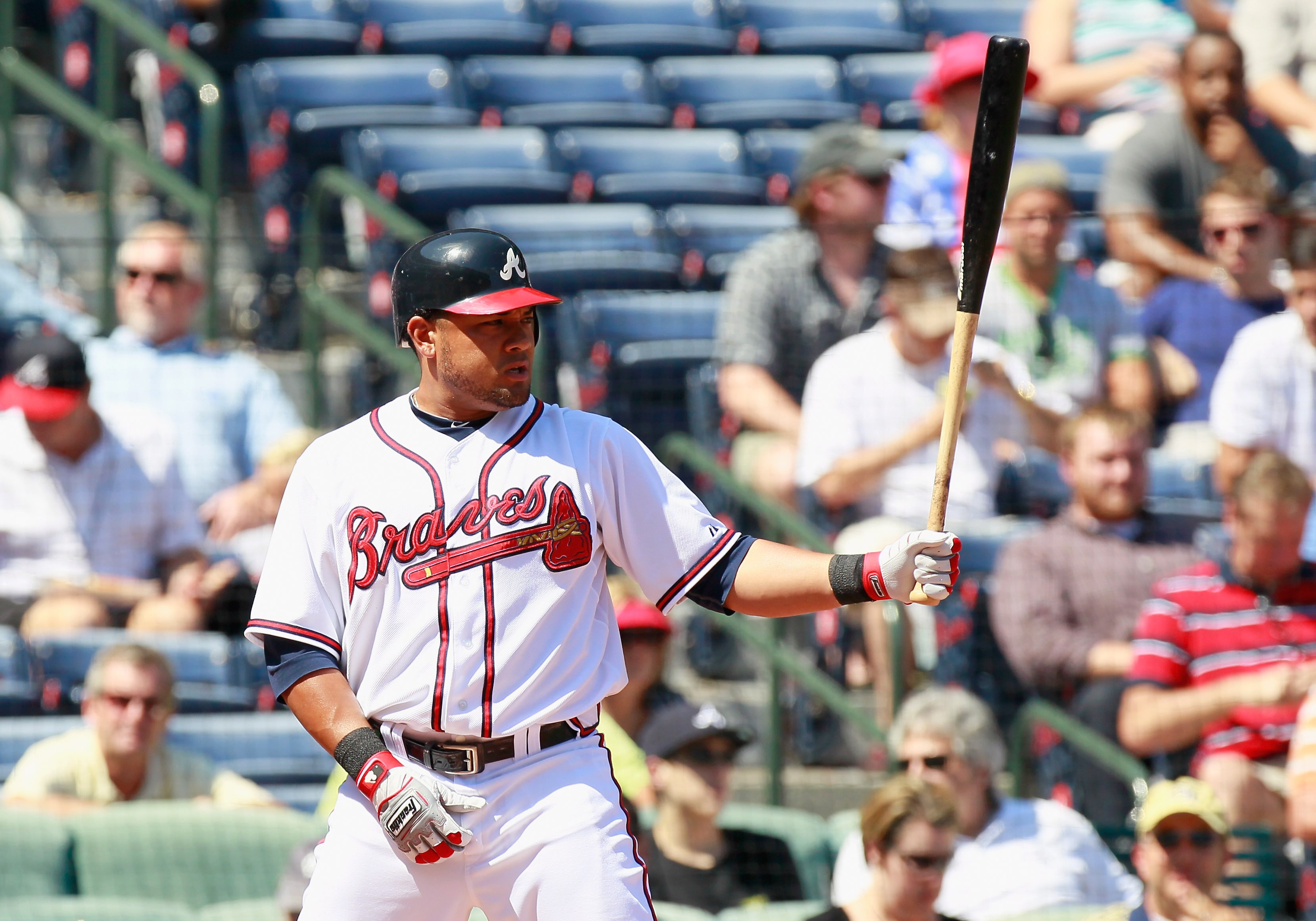 ATLANTA - SEPTEMBER 15:  Melky Cabrera #53 of the Atlanta Braves against the Washington Nationals at Turner Field on September 15, 2010 in Atlanta, Georgia.  (Photo by Kevin C. Cox/Getty Images)