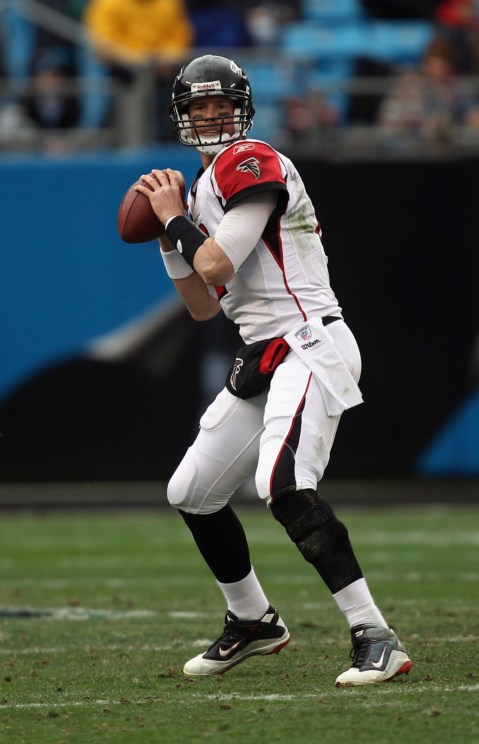 CHARLOTTE, NC - DECEMBER 12:  Matt Ryan #2 of the Atlanta Falcons against the Carolina Panthers during their game at Bank of America Stadium on December 12, 2010 in Charlotte, North Carolina.  (Photo by Streeter Lecka/Getty Images)