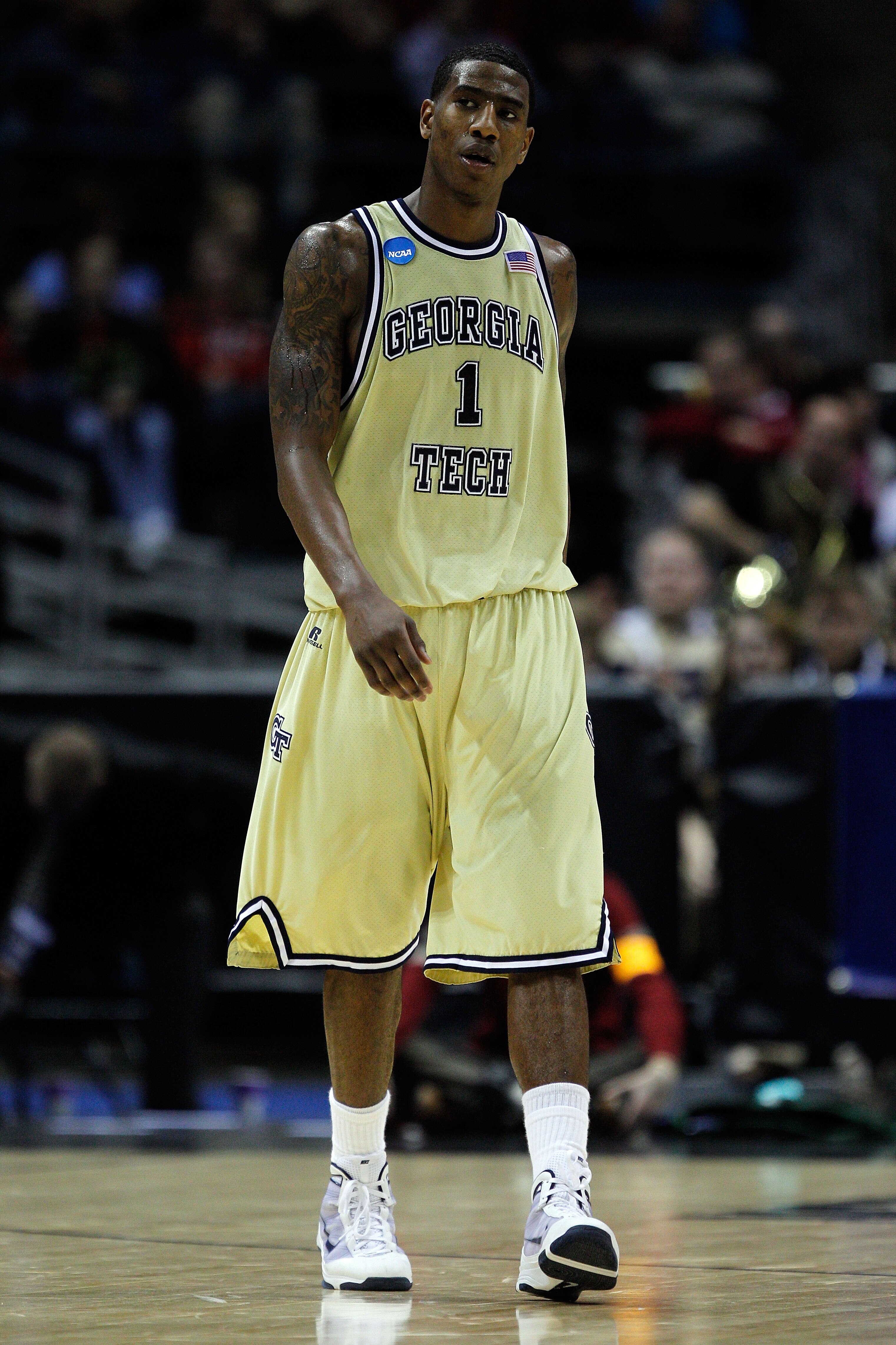 MILWAUKEE - MARCH 21:  Iman Shumpert #1 of the Georgia Tech Yellow Jackets reacts late in the second half while taking on the Ohio State Buckeyes during the second round of the 2010 NCAA men's basketball tournament at the Bradley Center on March 21, 2010 