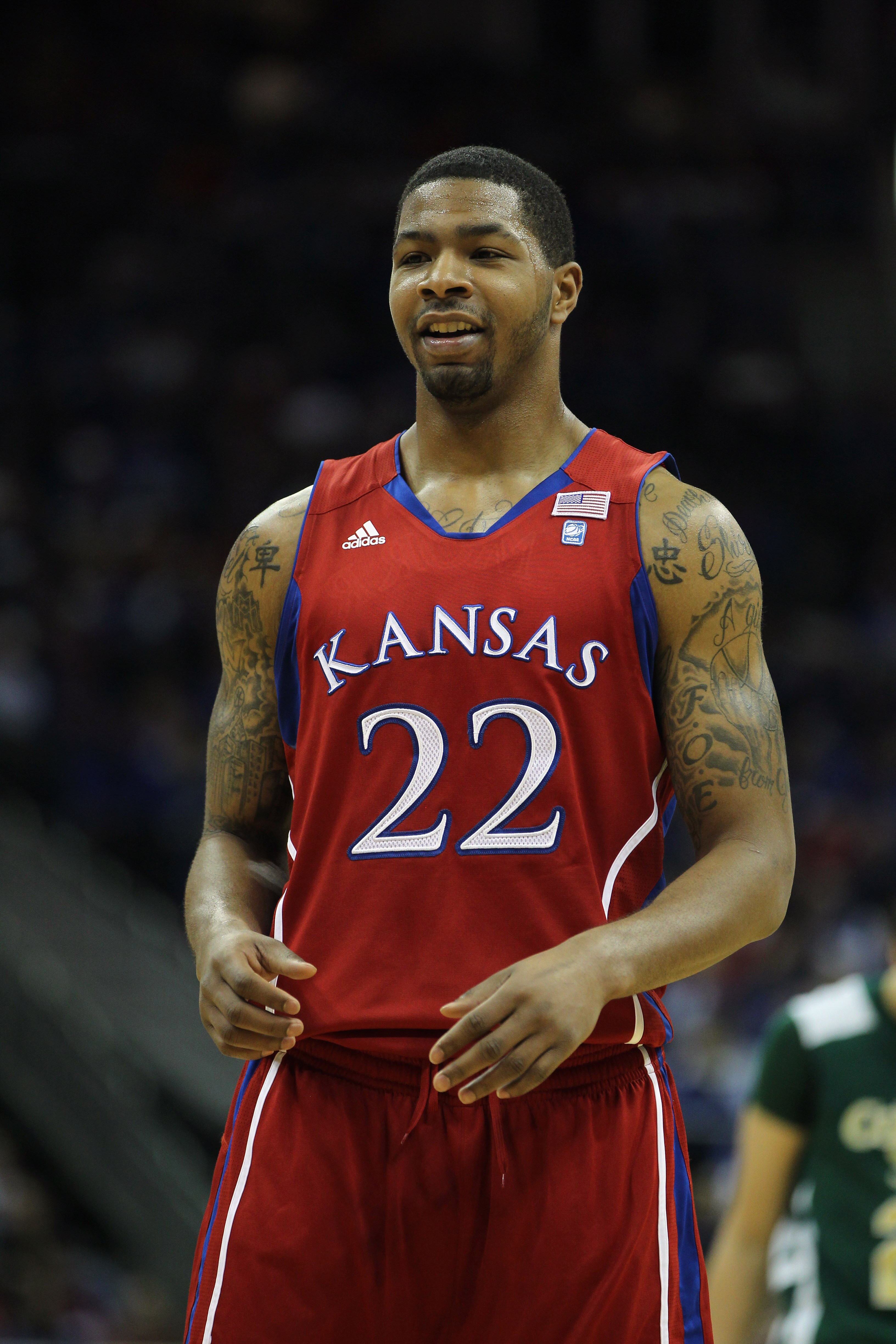KANSAS CITY, MO - DECEMBER 11:  Marcus Morris #22 of the Kansas Jayhawks in action during the game against the Colorado State Rams on December 11, 2010 at the Sprint Center in Kansas City, Missouri.  (Photo by Jamie Squire/Getty Images)
