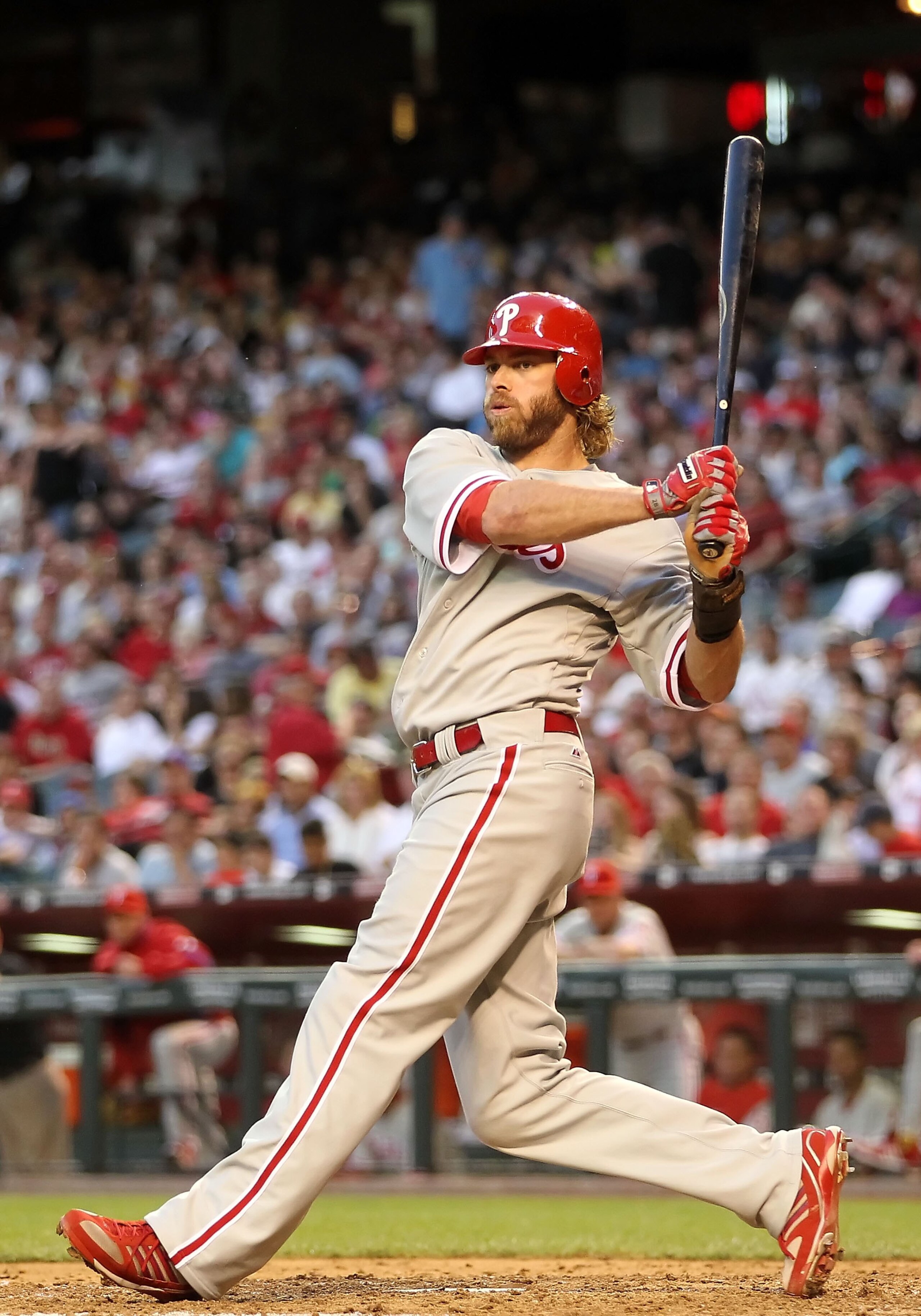 PHOENIX - APRIL 24:  Jayson Werth #28 of the Philadelphia Phillies bats against the Arizona Diamondbacks during the Major League Baseball game at Chase Field on April 24, 2010 in Phoenix, Arizona. The Phillies defeated the Diamondbacks 3-2.  (Photo by Chr