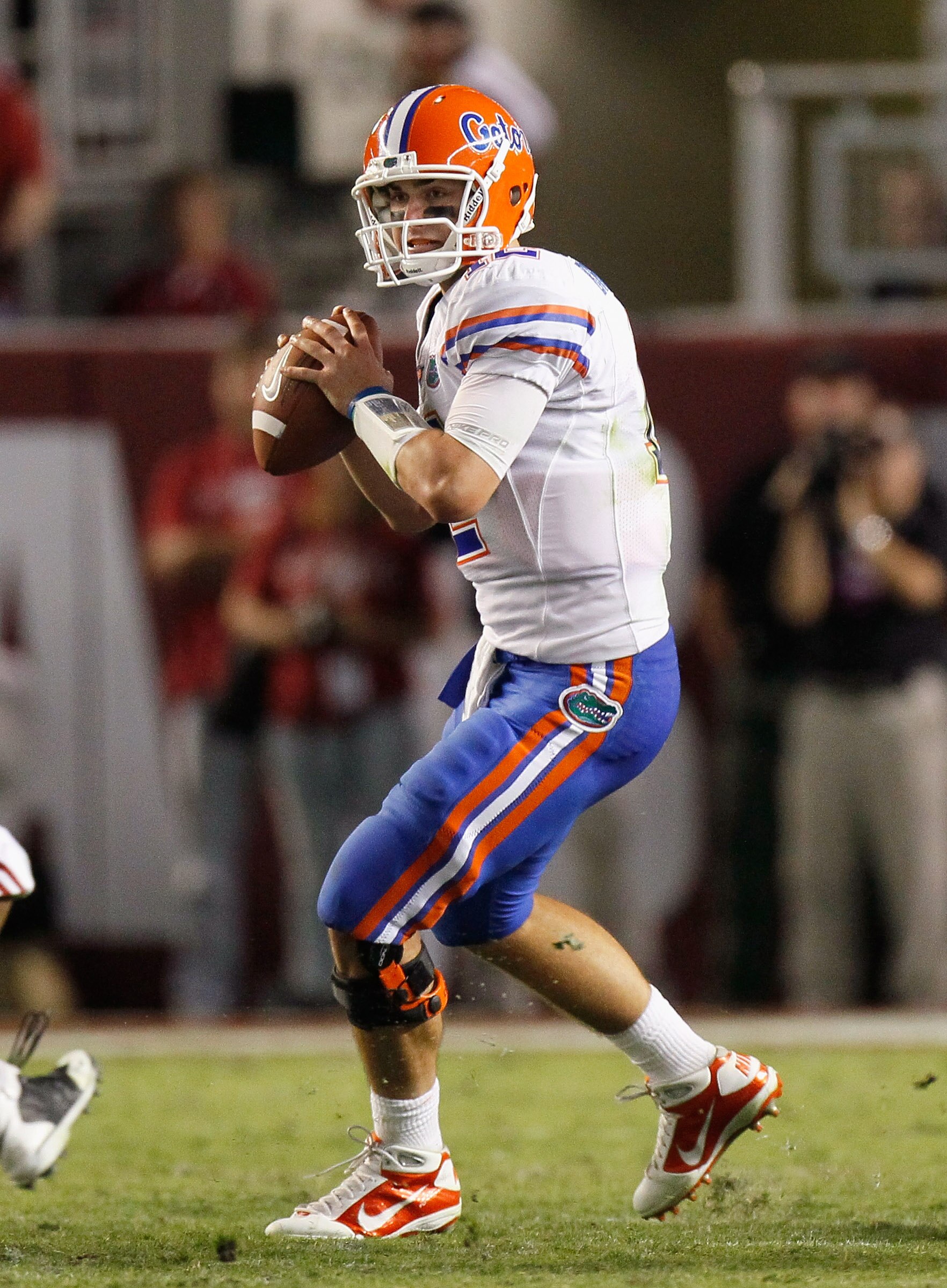 TUSCALOOSA, AL - OCTOBER 02:  Quarterback John Brantley #12 of the Florida Gators against the Alabama Crimson Tide at Bryant-Denny Stadium on October 2, 2010 in Tuscaloosa, Alabama.  (Photo by Kevin C. Cox/Getty Images)