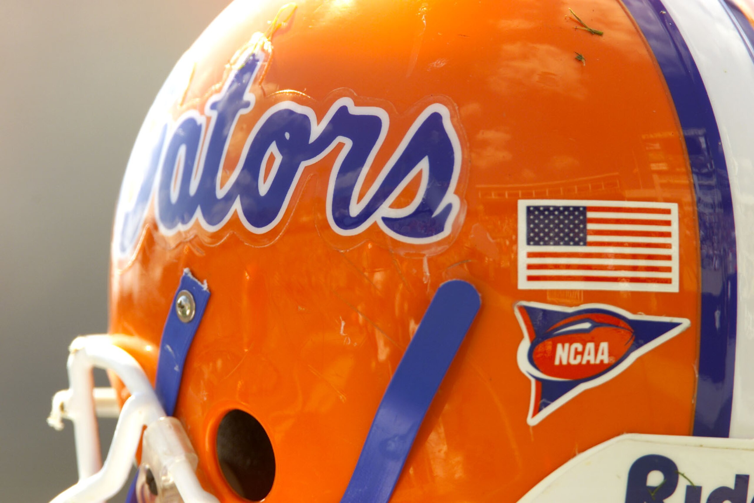 22 Sep 2001:  Florida Gator helmet decorated with an american flag during the game at Commonwealth Stadium in Lexington, Kentucky. Florida beat Kentucky 44-10. DIGITAL IMAGE. Mandatory Credit : Brian Bahr/Allsport