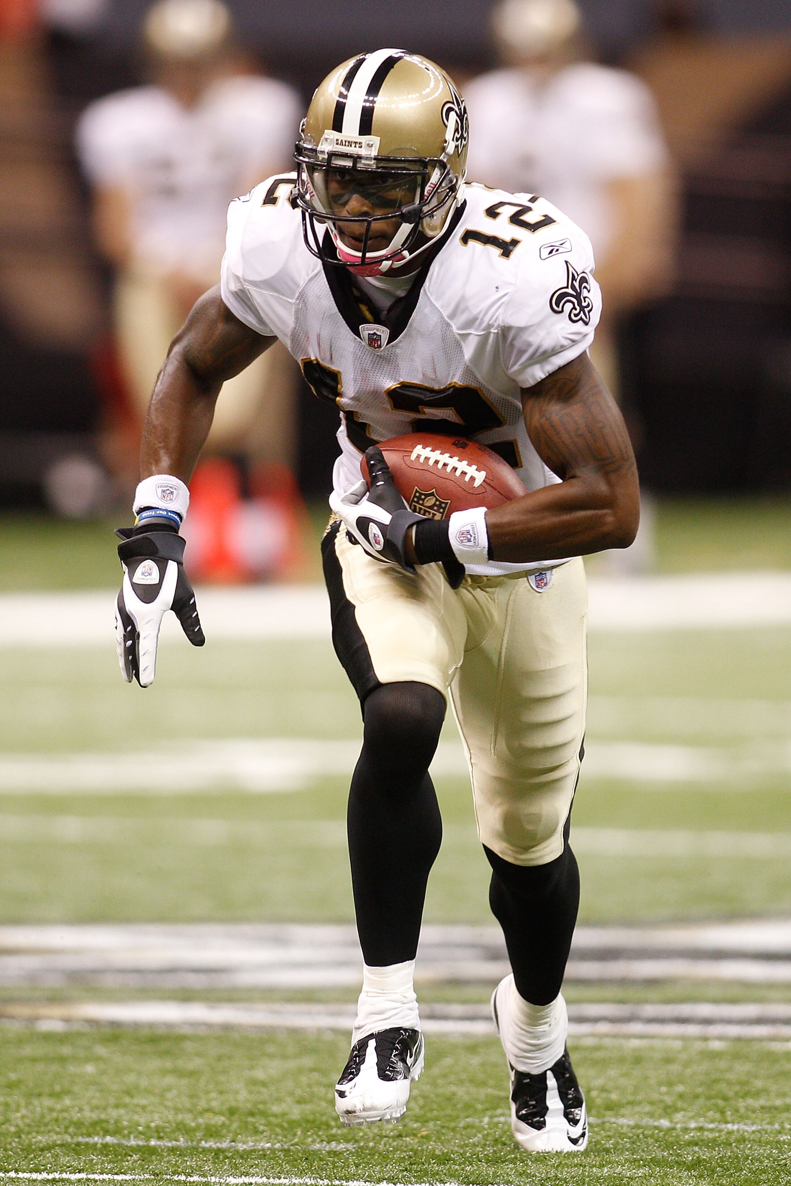 NEW ORLEANS - OCTOBER 24: Marques Colston #12 of the New Orleans Saints in action during the game against the Cleveland Browns at the Louisiana Superdome on October 24, 2010 in New Orleans, Louisiana. (Photo by Chris Graythen/Getty Images) NEW ORLEANS - OCTOBER 24: Marques Colston #12 of the New Orleans Saints in action during the game against the Cleveland Browns at the Louisiana Superdome on October 24, 2010 in New Orleans, Louisiana. (Photo by Chris Graythen/Getty Images)