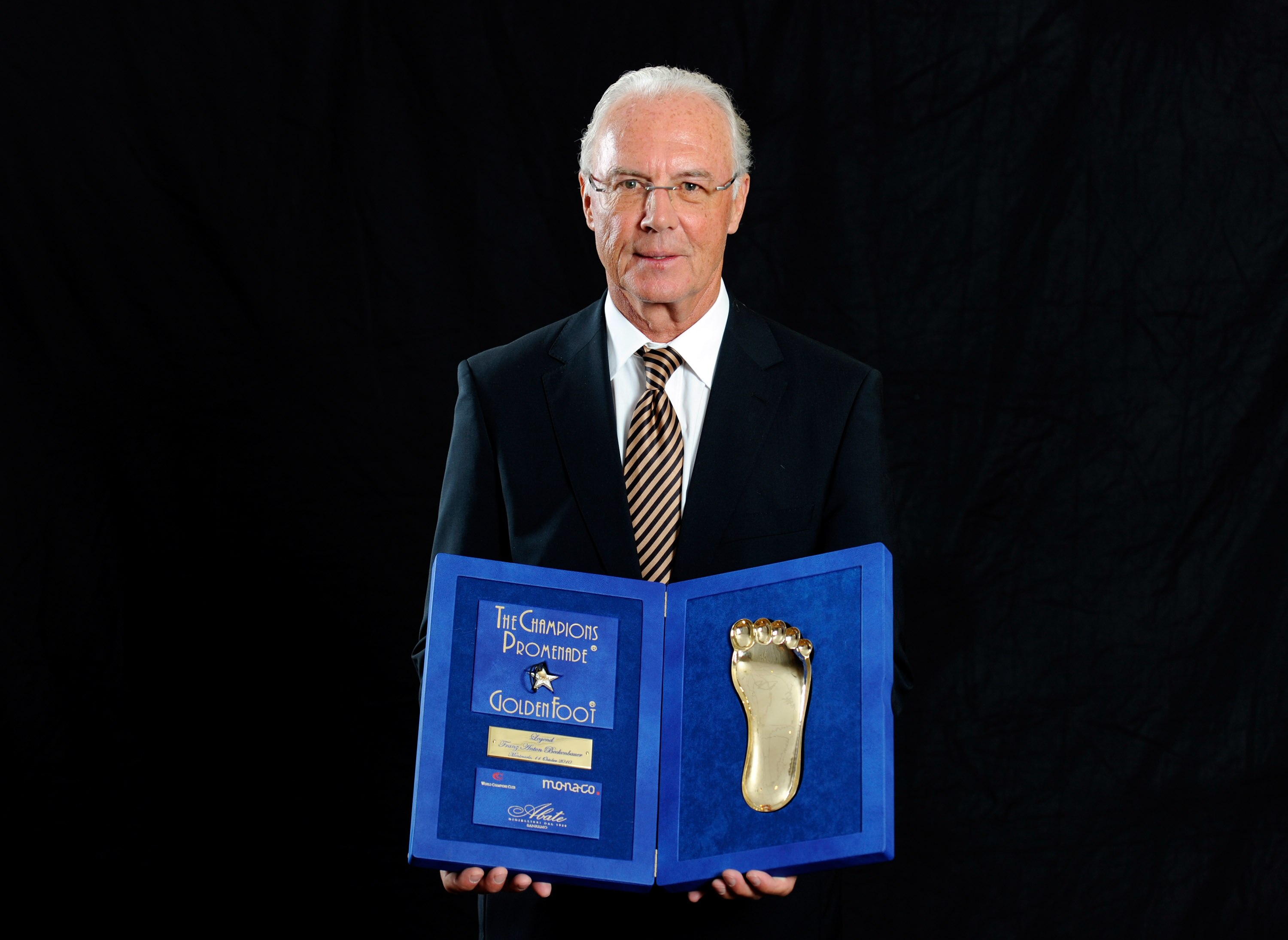 MONACO - OCTOBER 11:  Franz Beckenbauer during the Golden Foot Awards ceremony at Fairmont Hotel on October 11, 2010 in Monaco, Monaco.  (Photo by Claudio Villa/Getty Images for Golden Foot)