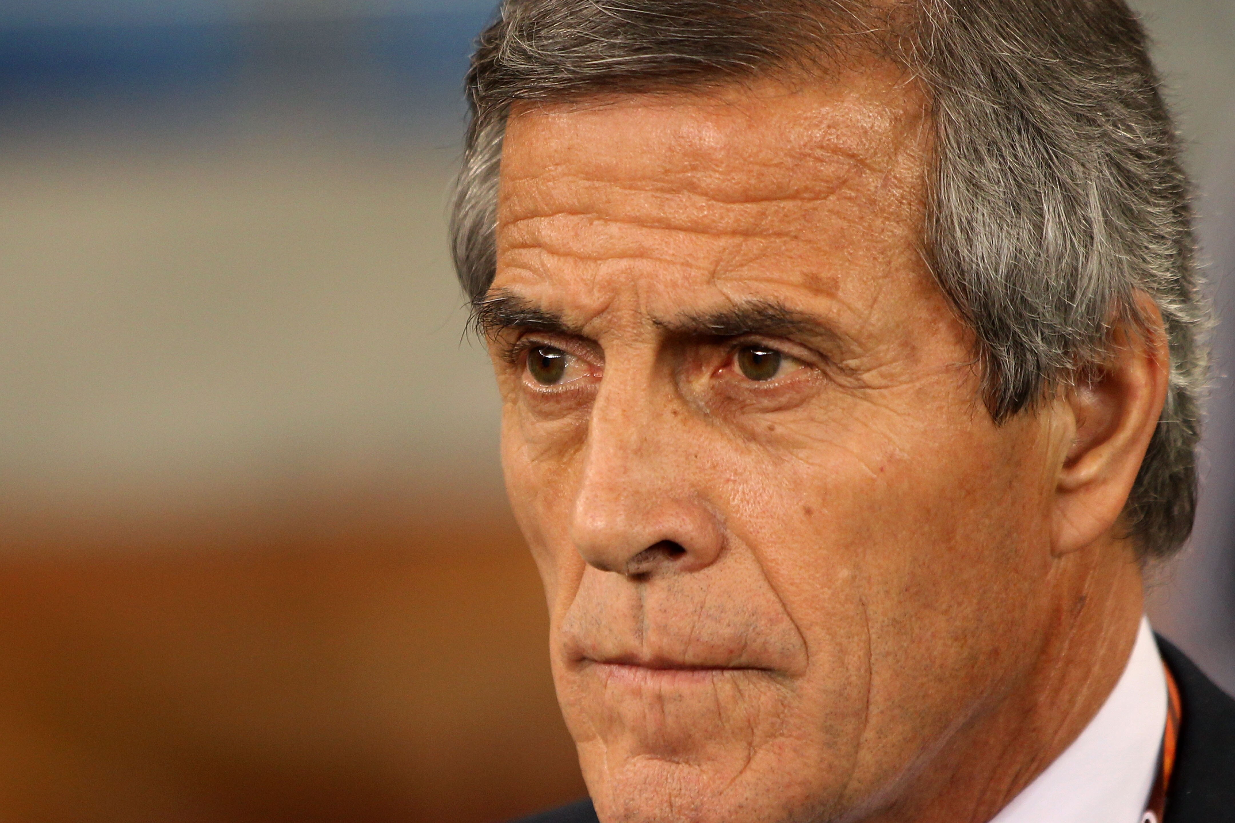 CAPE TOWN, SOUTH AFRICA - JULY 06:  Oscar Tabarez head coach of Uruguay looks on prior to the 2010 FIFA World Cup South Africa Semi Final match between Uruguay and the Netherlands at Green Point Stadium on July 6, 2010 in Cape Town, South Africa.  (Photo