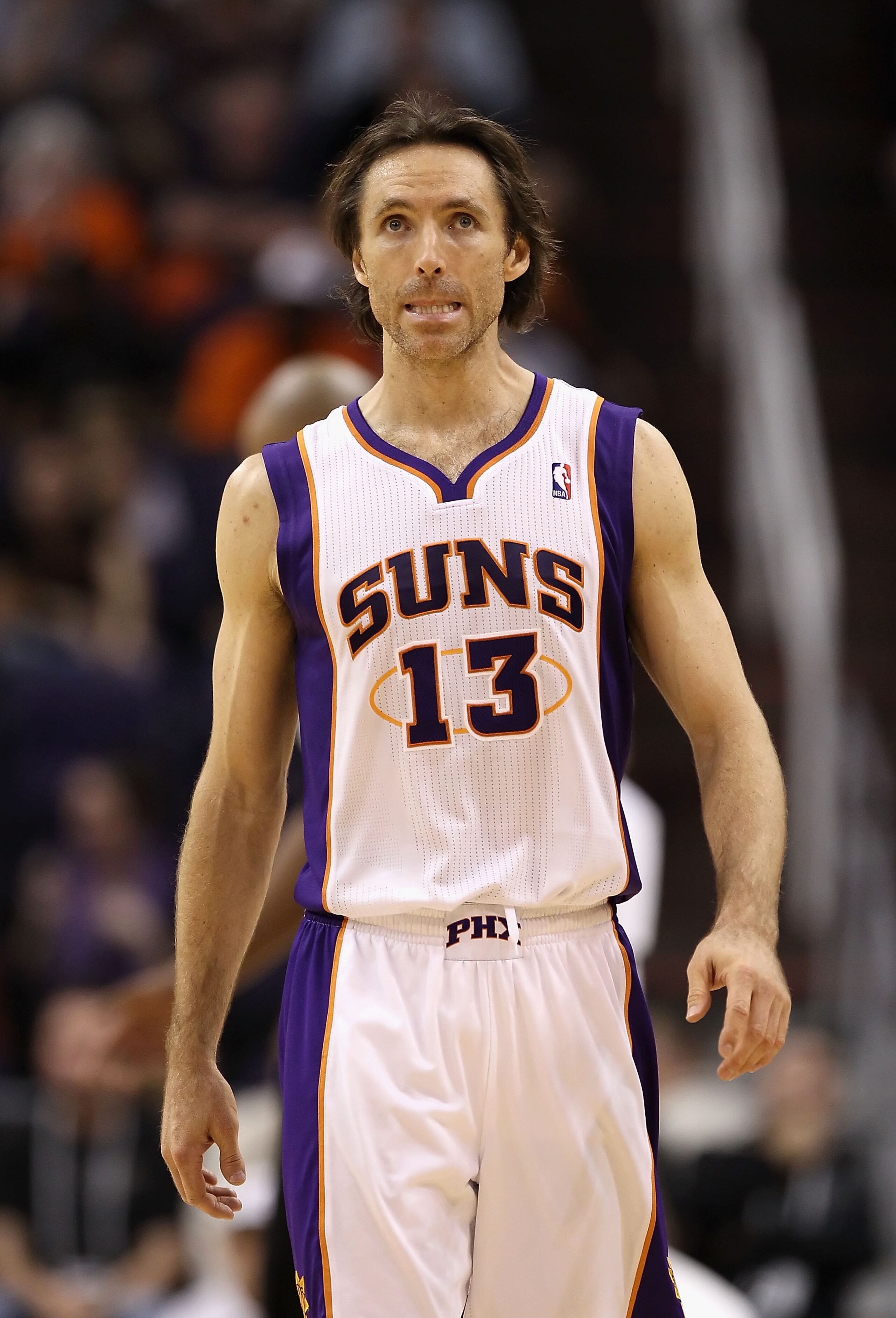PHOENIX - DECEMBER 10:  Steve Nash #13 of the Phoenix Suns during the NBA game against the Portland Trail Blazers at US Airways Center on December 10, 2010 in Phoenix, Arizona. The Trail Blazers defeated the Suns 101-94.  NOTE TO USER: User expressly ackn