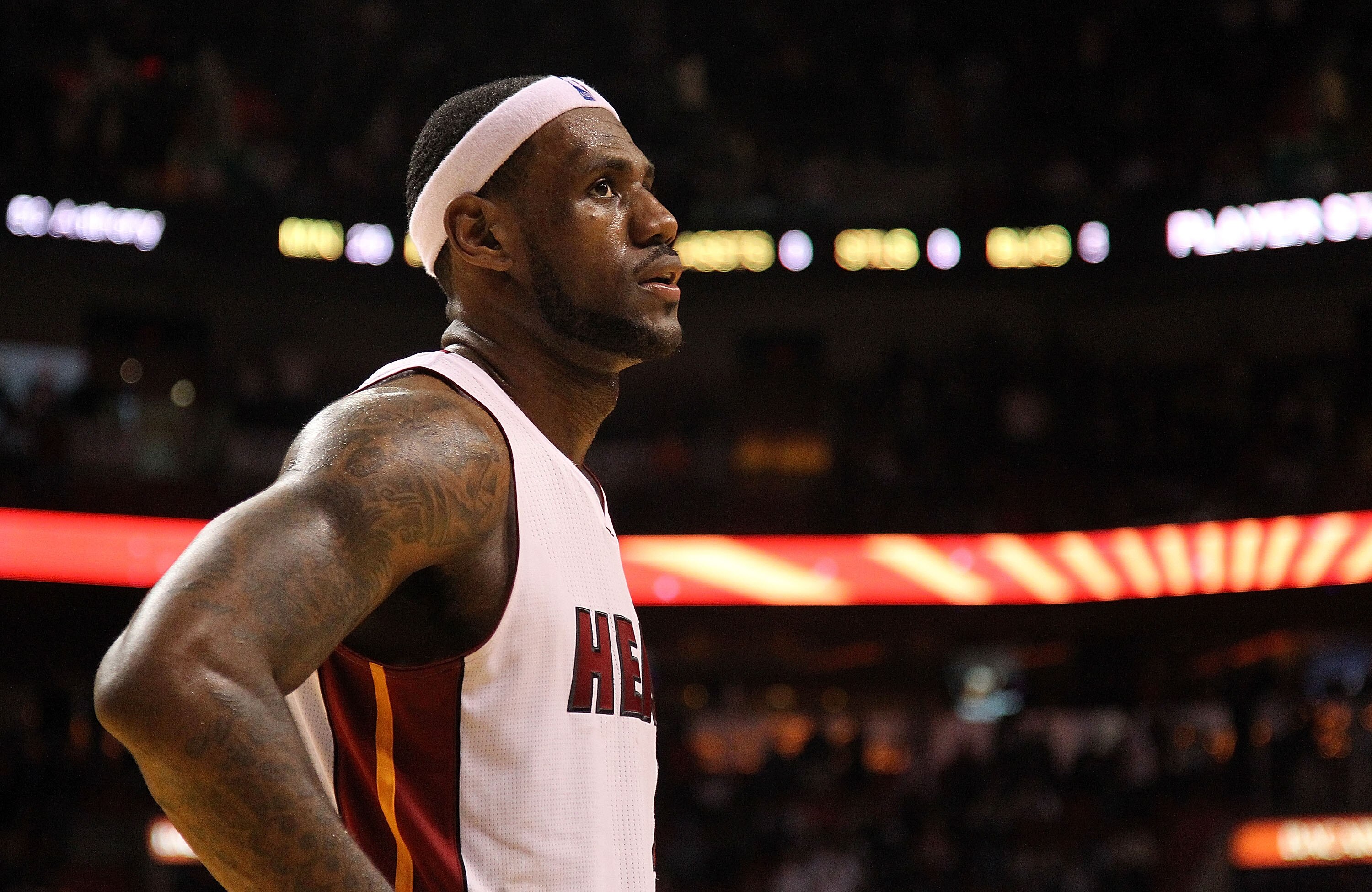 MIAMI, FL - DECEMBER 15:  LeBron James #6 of the Miami Heat watches a foul shot during a game against the Cleveland Cavaliers at American Airlines Arena on December 15, 2010 in Miami, Florida. NOTE TO USER: User expressly acknowledges and agrees that, by