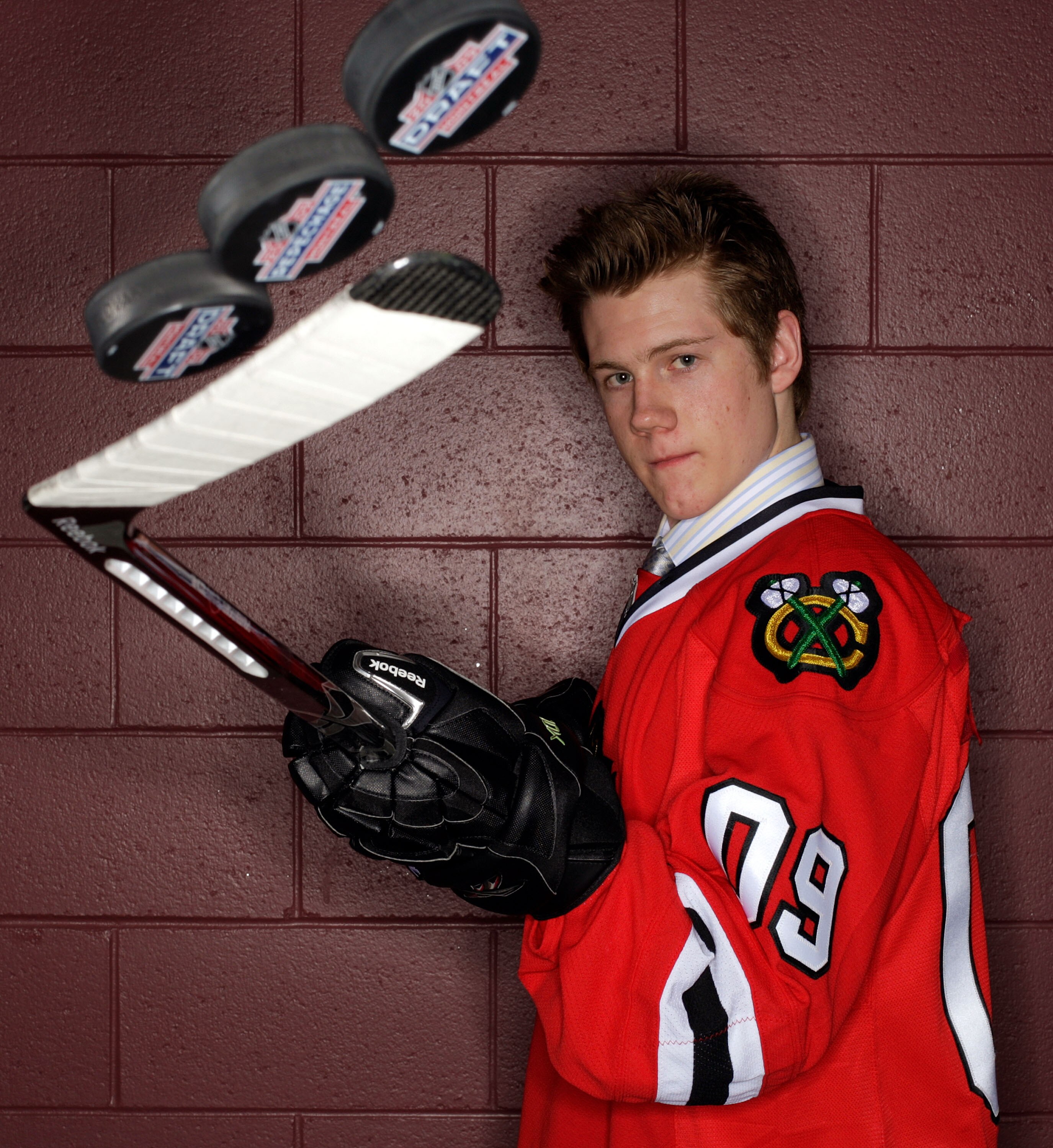 MONTREAL, QC - JUNE 26:  Dylan Olsen of the Chicago Blackhawks poses for a portrait  after he was selected #28 overall by the Blackhawks during the first round of the 2009 NHL Entry Draft at the Bell Centre on June 26, 2009 in Montreal, Quebec, Canada.  (