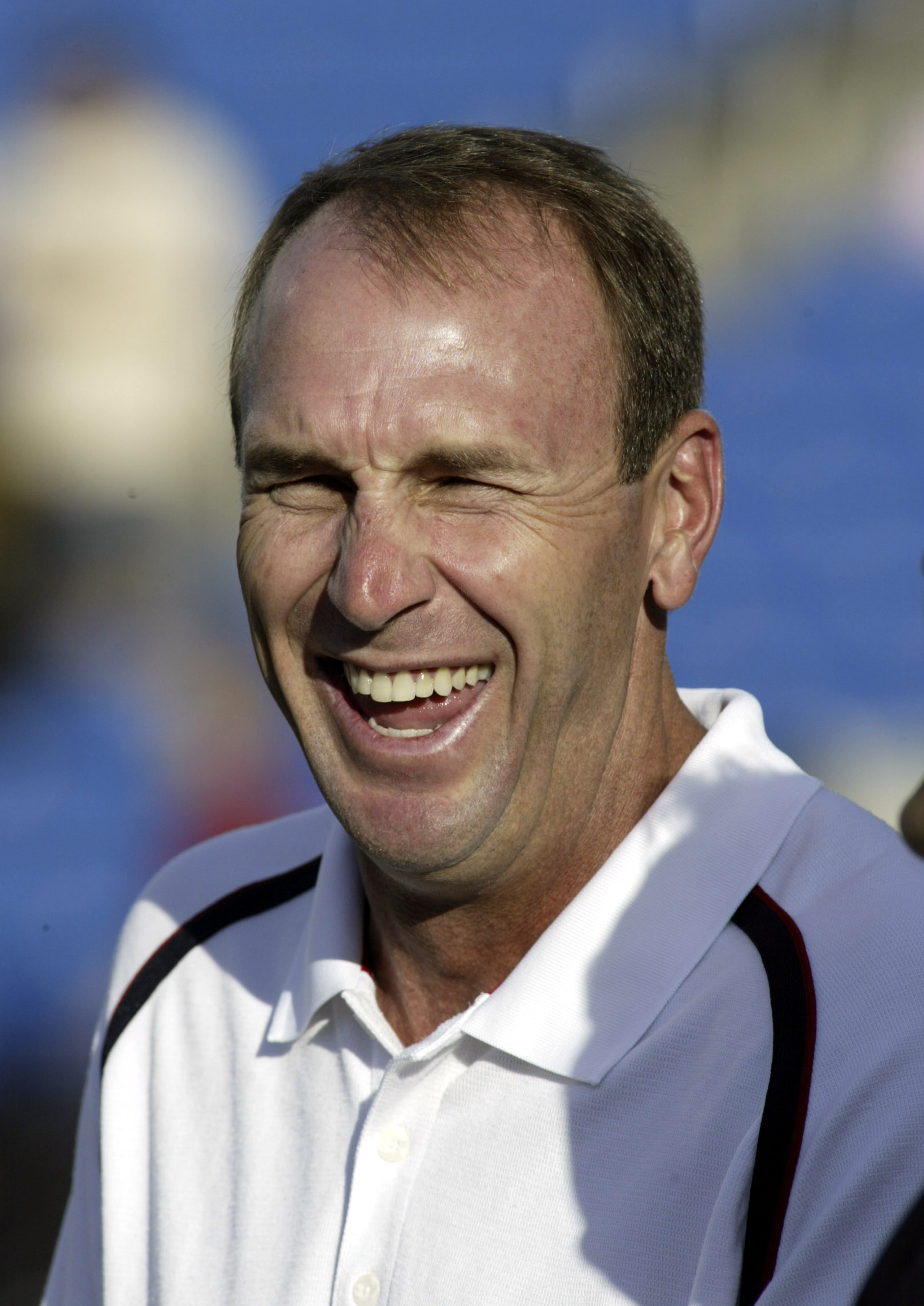 ORCHARD PARK, NY - SEPTEMBER 2:  Head coach Mike Mullarkey of the Buffalo Bills smiles before a preseason game against the Detroit Lions on September 2, 2005 at Ralph Wilson Stadium in Orchard Park, New York. The Lions defeated the Bills 21-7.  (Photo by