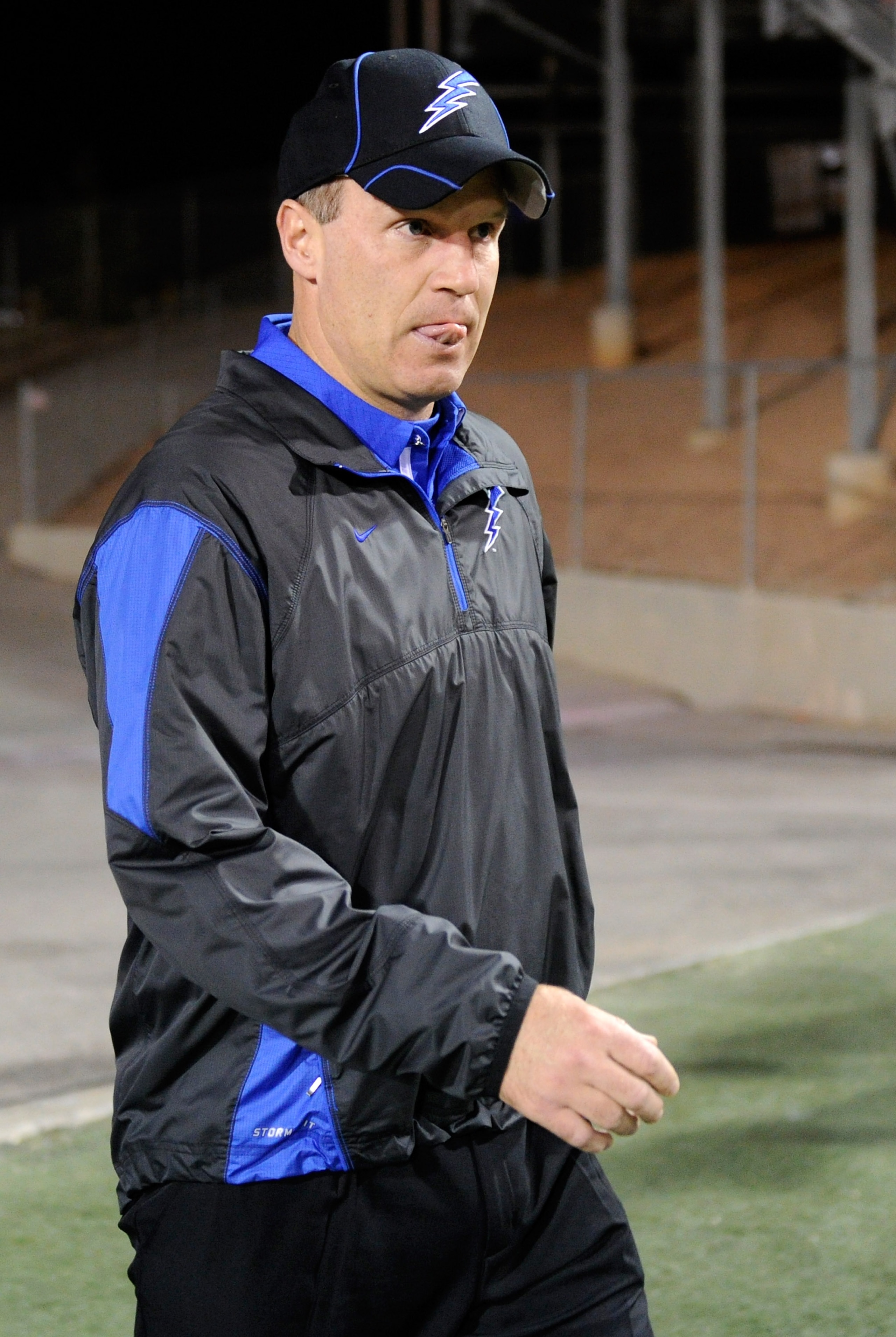 LAS VEGAS - NOVEMBER 18:  Head coach Troy Calhoun of the Air Force Falcons takes the field for a game against the UNLV Rebels at Sam Boyd Stadium November 18, 2010 in Las Vegas, Nevada. Air Force won 35-20.  (Photo by Ethan Miller/Getty Images)