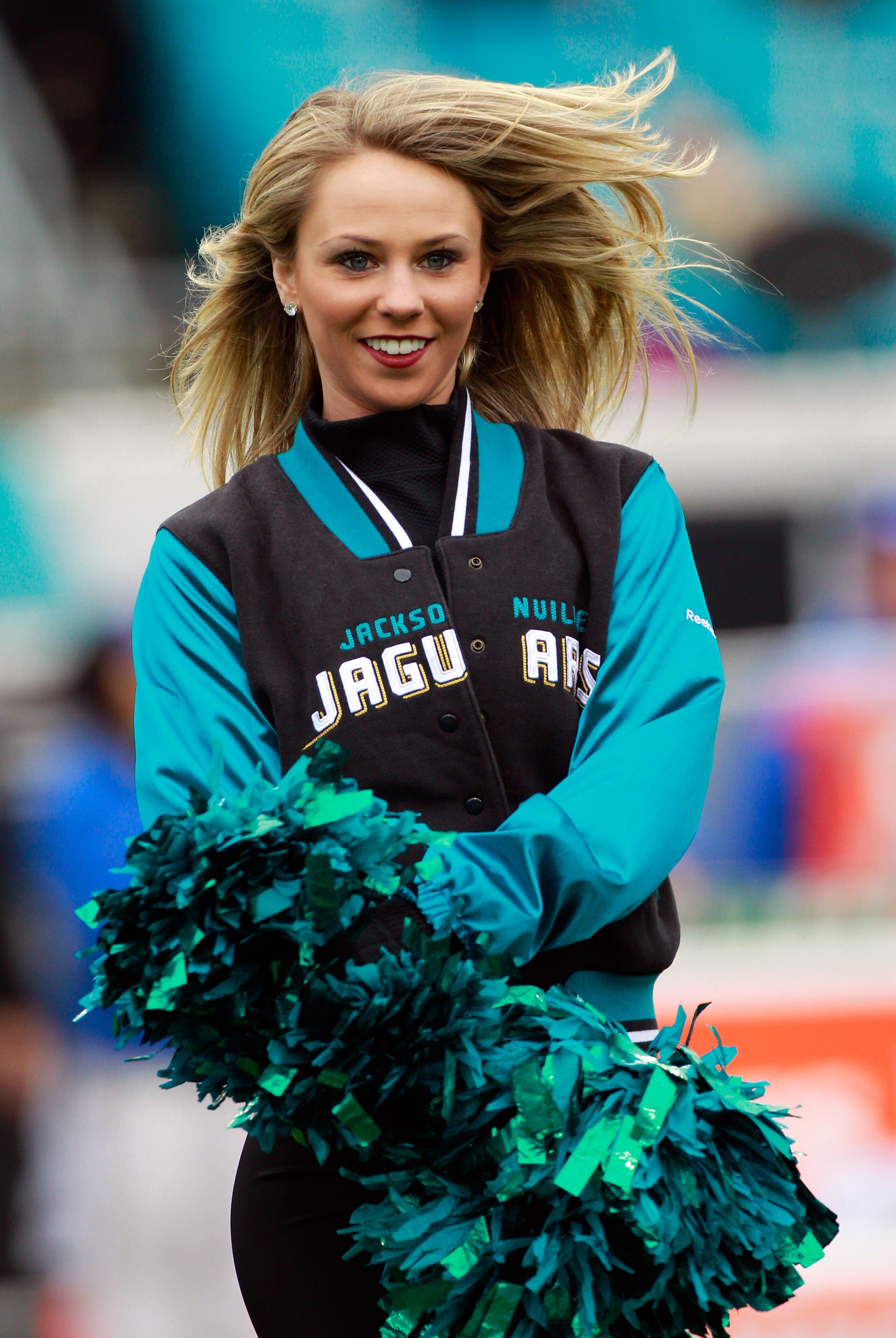 JACKSONVILLE, FL - DECEMBER 12:  A Jacksonville Jaguar cheerleader performs during the game against the Oakland Raiders at EverBank Field on December 12, 2010 in Jacksonville, Florida.  (Photo by Sam Greenwood/Getty Images)