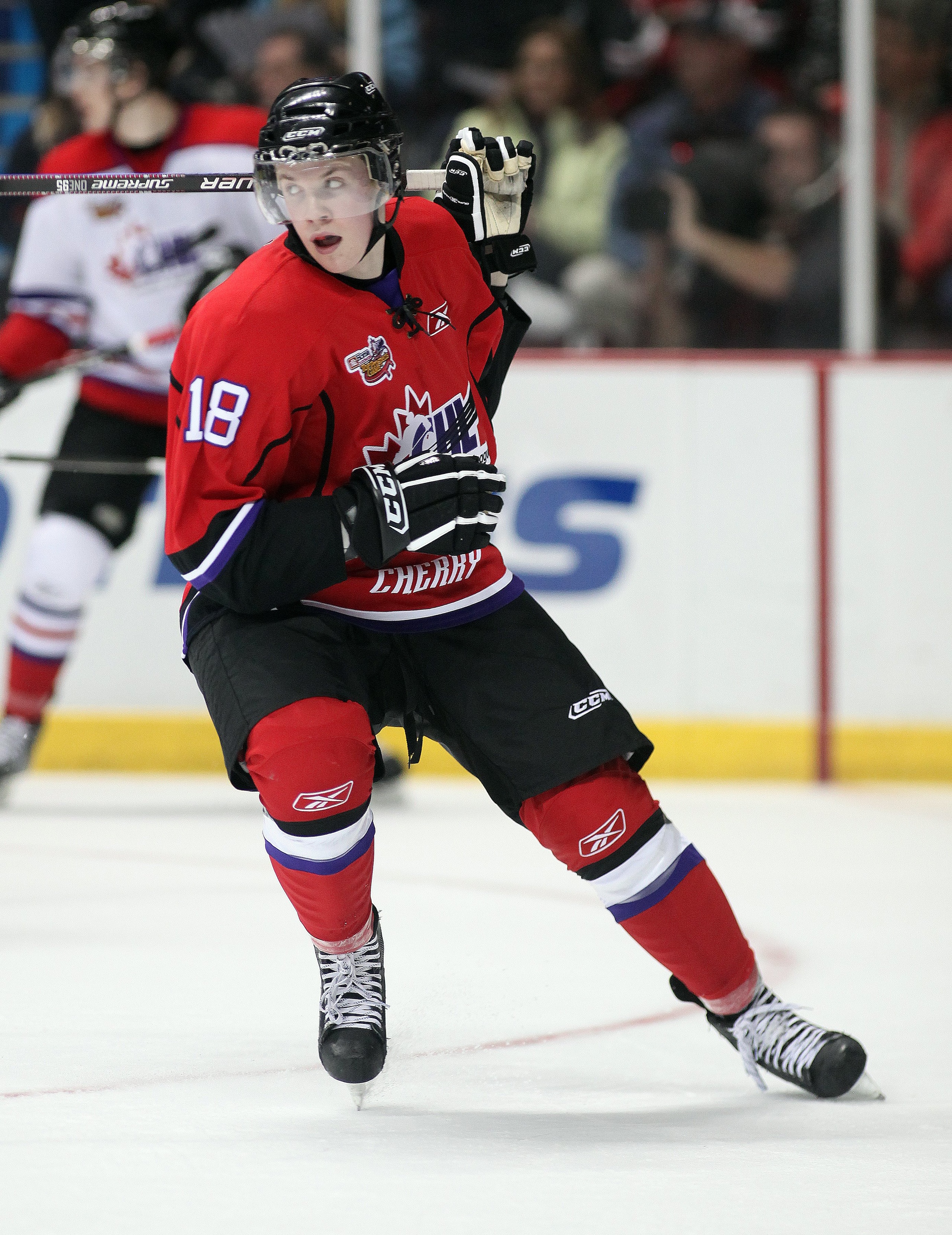 WINDSOR, ON - JANUARY 20:  Ryan Johansen #18 of Team Cherry skates in the Home Hardware CHL/NHL Top Prospects game against Team Orr on January 20, 2010 at the WFCU Centre in Windsor, Ontario. Team Cherry defeated Team Orr 4-2. (Photo by Claus Andersen/Get