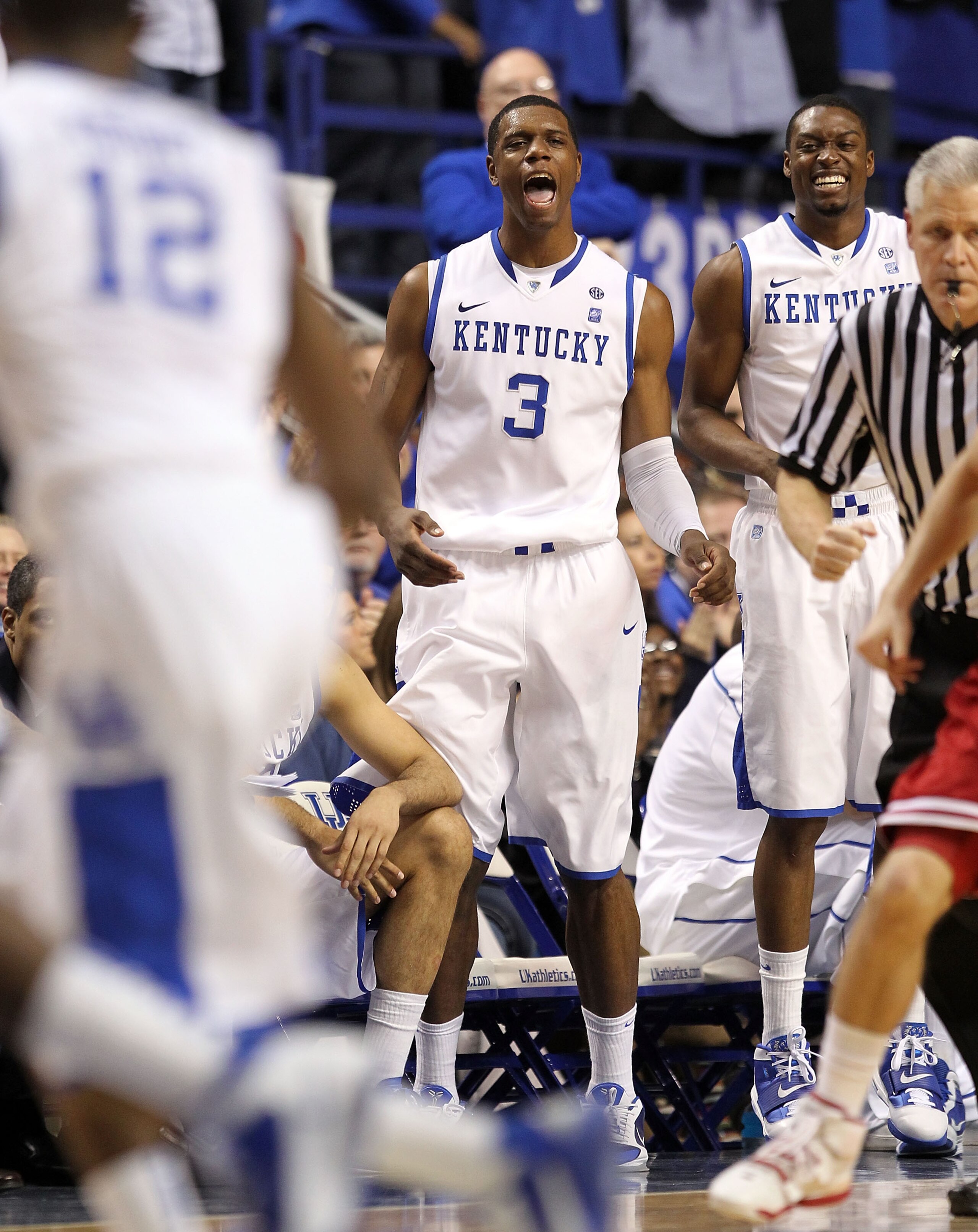 LEXINGTON, KY - DECEMBER 11:  Terrence Jones #3 of the Kentucky Wildcats celebrates during the game against the Indiana Hoosiers on December 11, 2010 in Lexington, Kentucky.  (Photo by Andy Lyons/Getty Images)