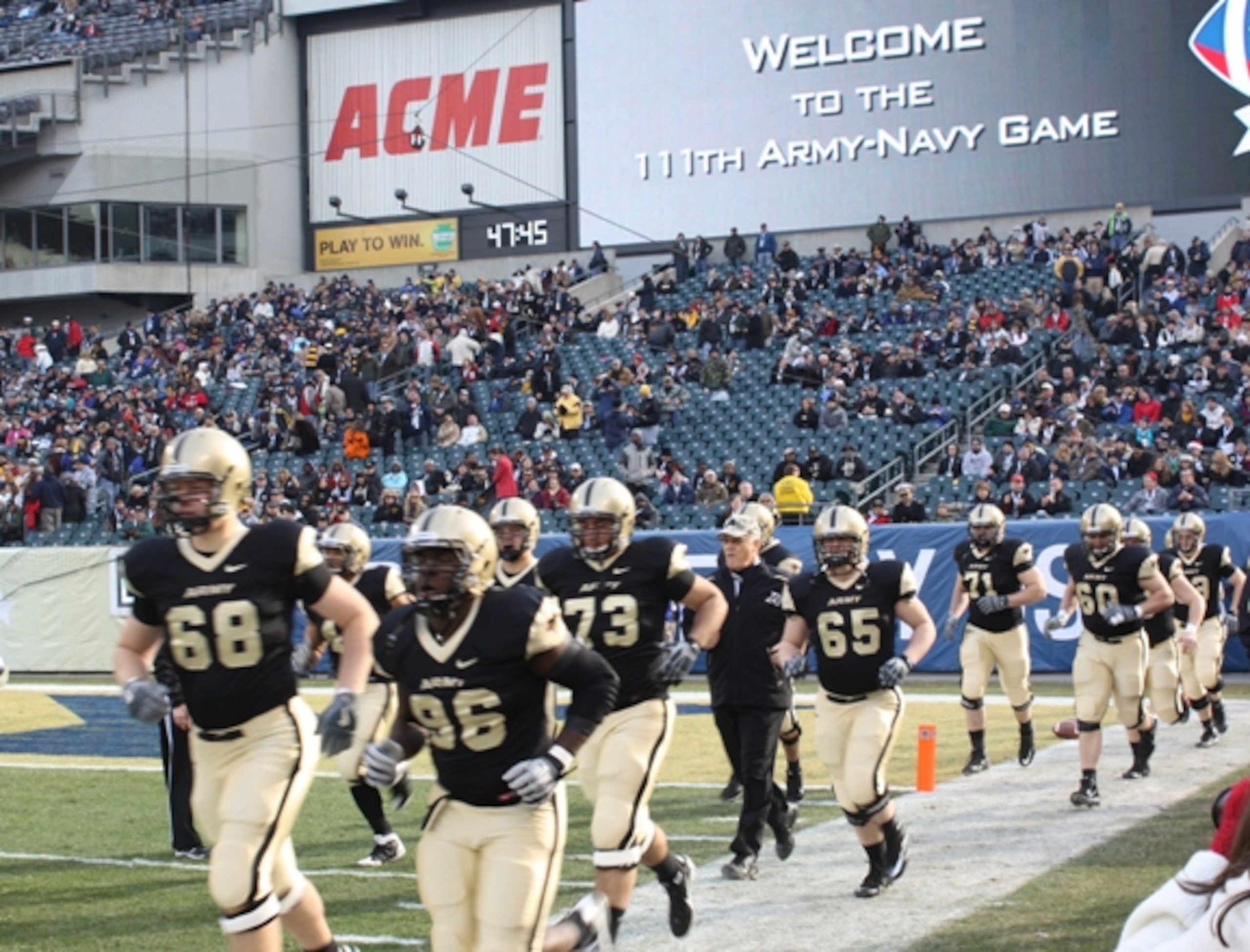 Army Team Runs out for Warm-Ups