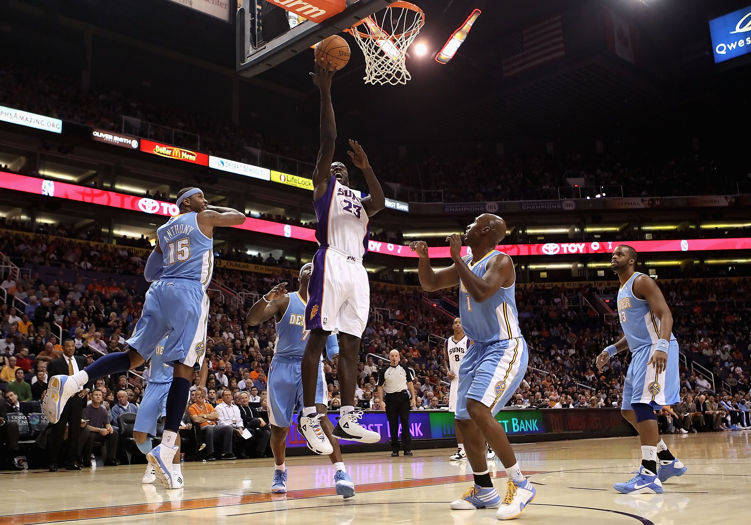 PHOENIX - NOVEMBER 15:  Jason Richardson #23 of the Phoenix Suns lays up a shot against the Denver Nuggets during the NBA game at US Airways Center on November 15, 2010 in Phoenix, Arizona. NOTE TO USER: User expressly acknowledges and agrees that, by dow