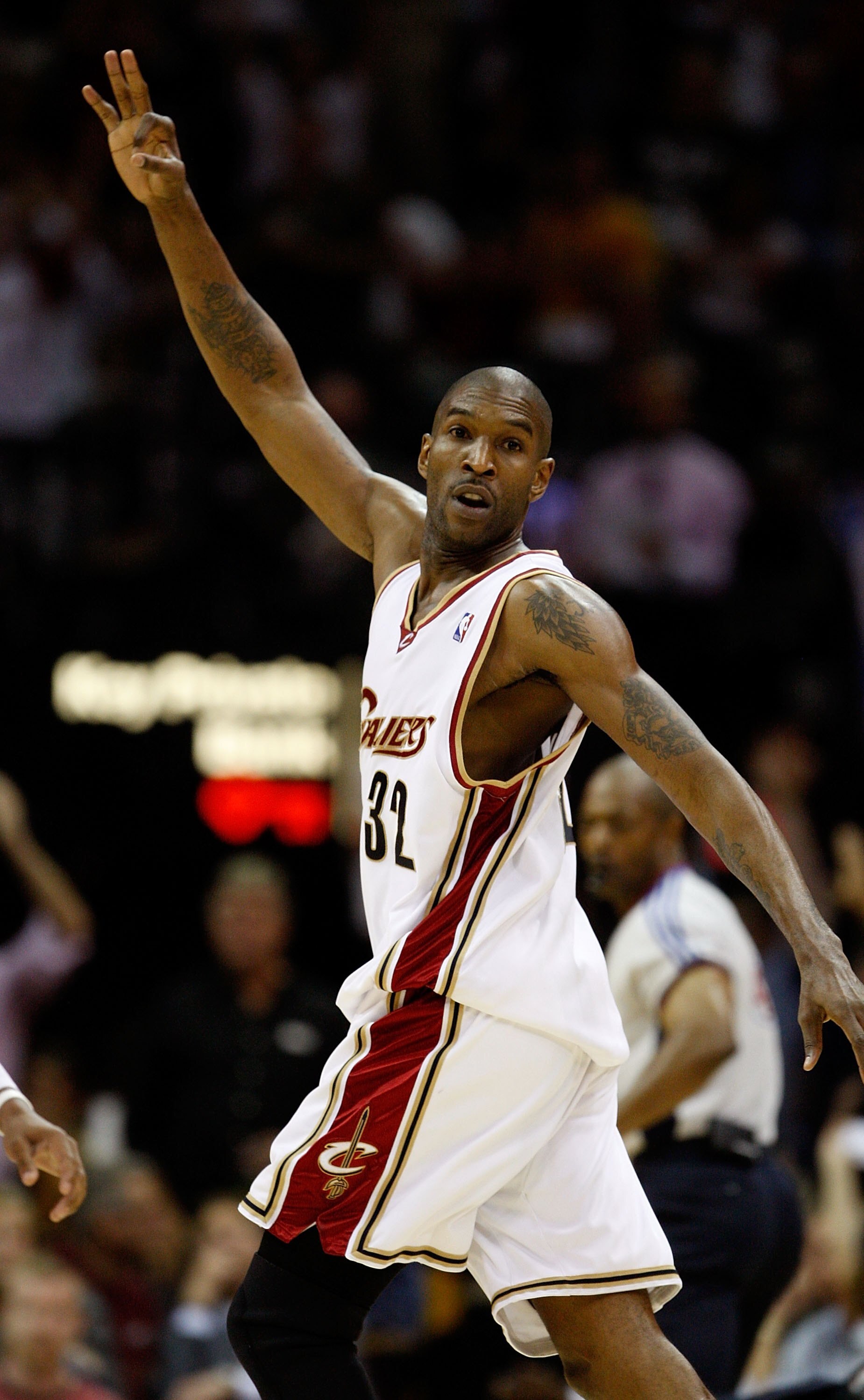 CLEVELAND - MAY 22:  Joe Smith #32 of the Cleveland Cavaliers reacts after making a three point basket against the Orlando Magic in Game Two of the Eastern Conference Finals during the 2009 Playoffs at Quicken Loans Arena on May 22, 2009 in Cleveland, Ohi
