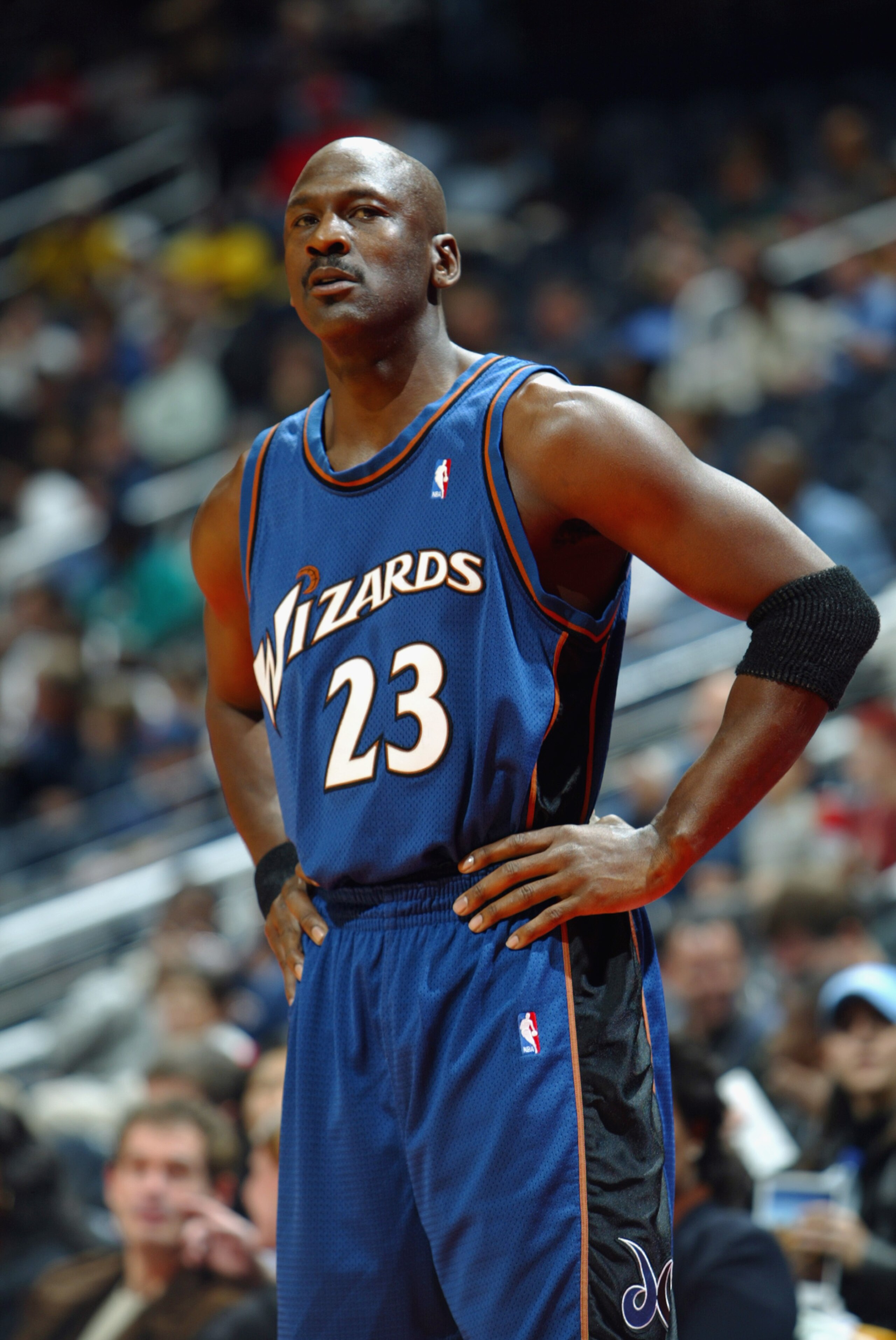 ATLANTA - DECEMBER 17:  Guard Michael Jordan #23 of the Washington Wizards looks on against the Atlanta Hawks during the game on December 17, 2002 at Phillips Arena in Atlanta, Georgia.  The Wizards won 109-99.  NOTE TO USER: User expressly acknowledges a