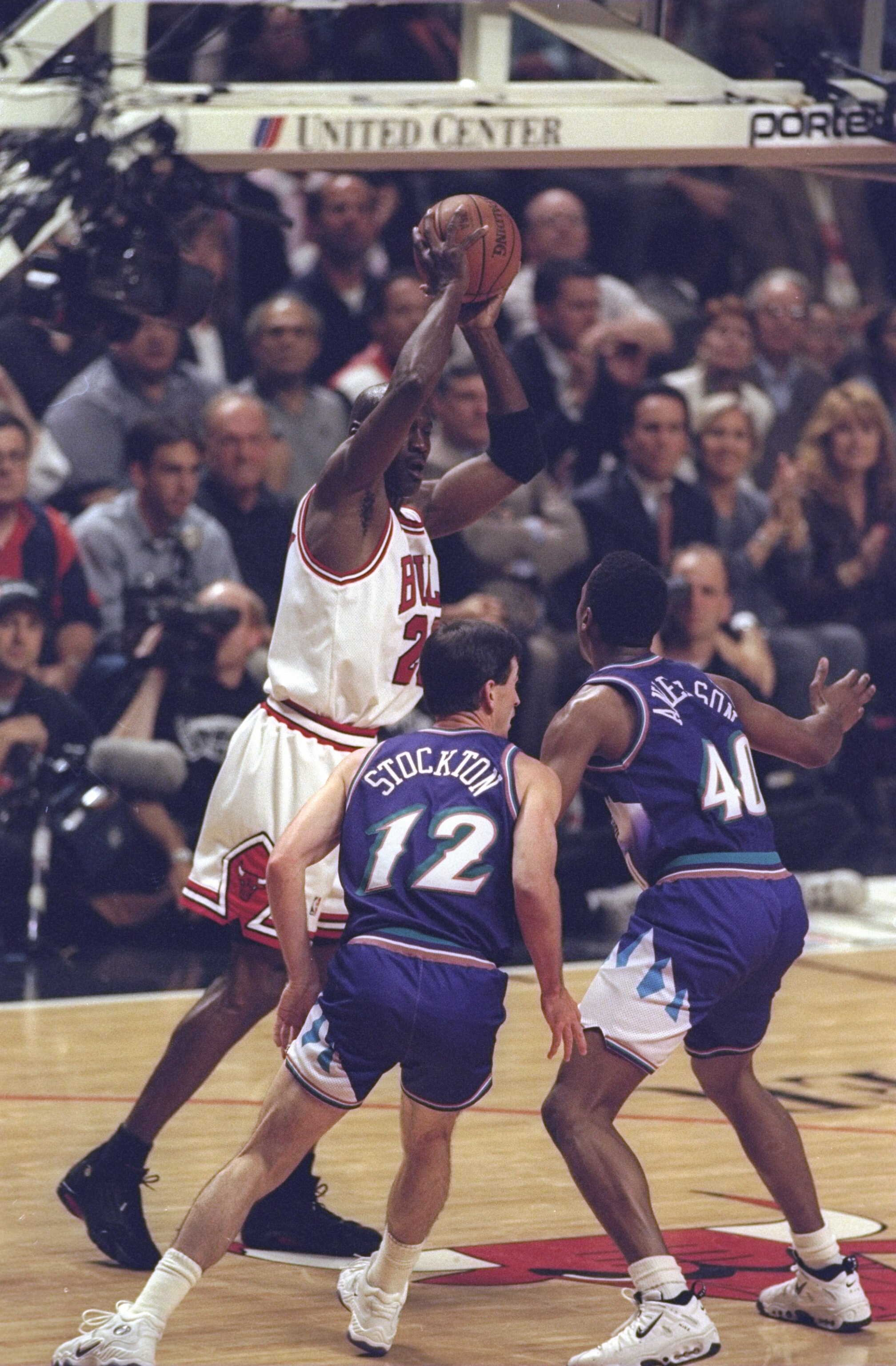 10 Jun 1998:  Michael Jordan #23 of the Chicago Bulls in action during the NBA Finals Game 4 against the Utah Jazz at the United Center in Chicago, Illinois.  The Bulls defeated the Jazz 86-82. Mandatory Credit: Jonathan Daniel  /Allsport