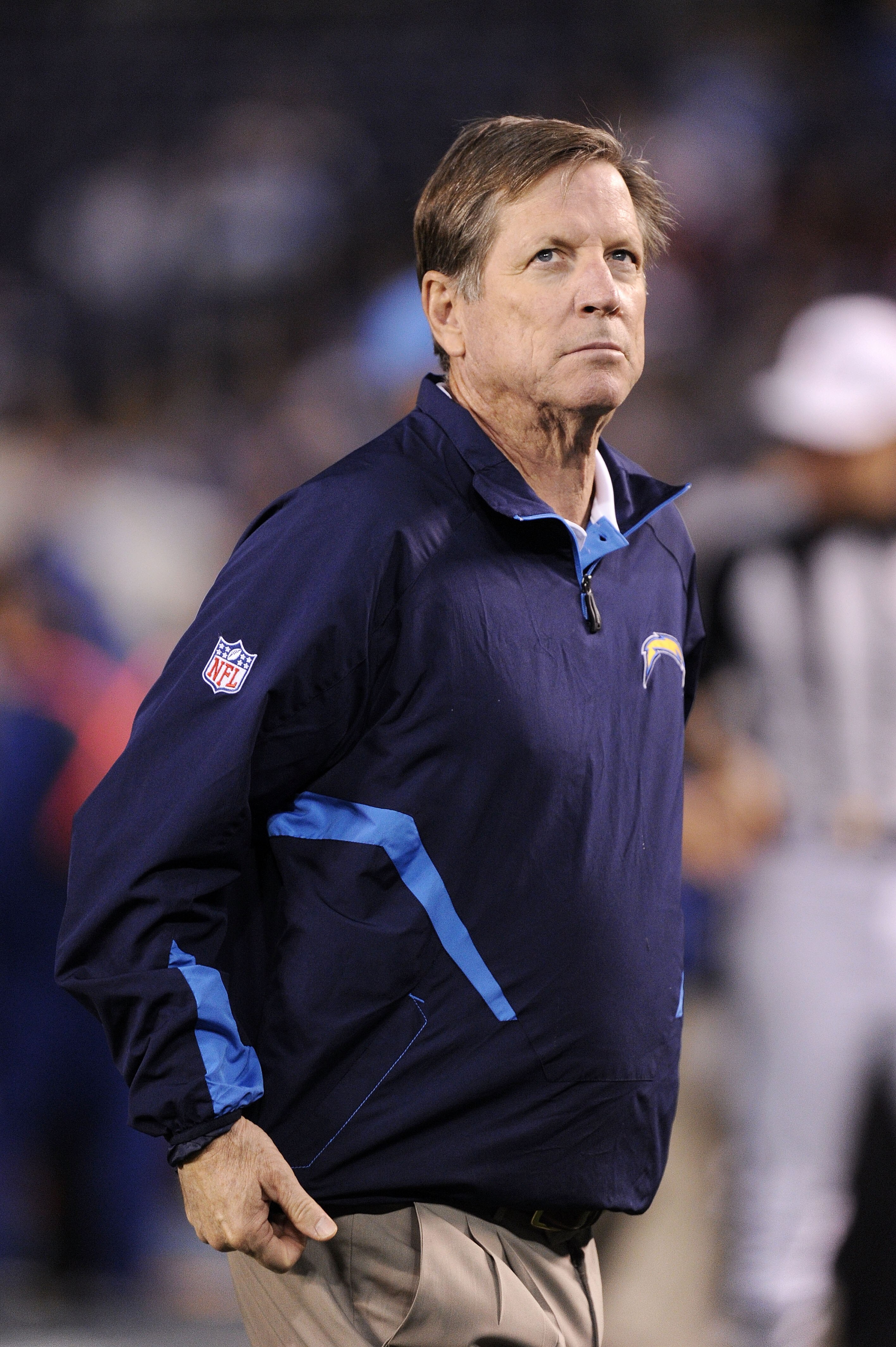 SAN DIEGO, CA - DECEMBER 16:  Head coach Norv Turner of the San Diego Chargers looks on against the San Francisco 49ers prior to their game at Qualcomm Stadium on December 16, 2010 in San Diego, California.  (Photo by Harry How/Getty Images)
