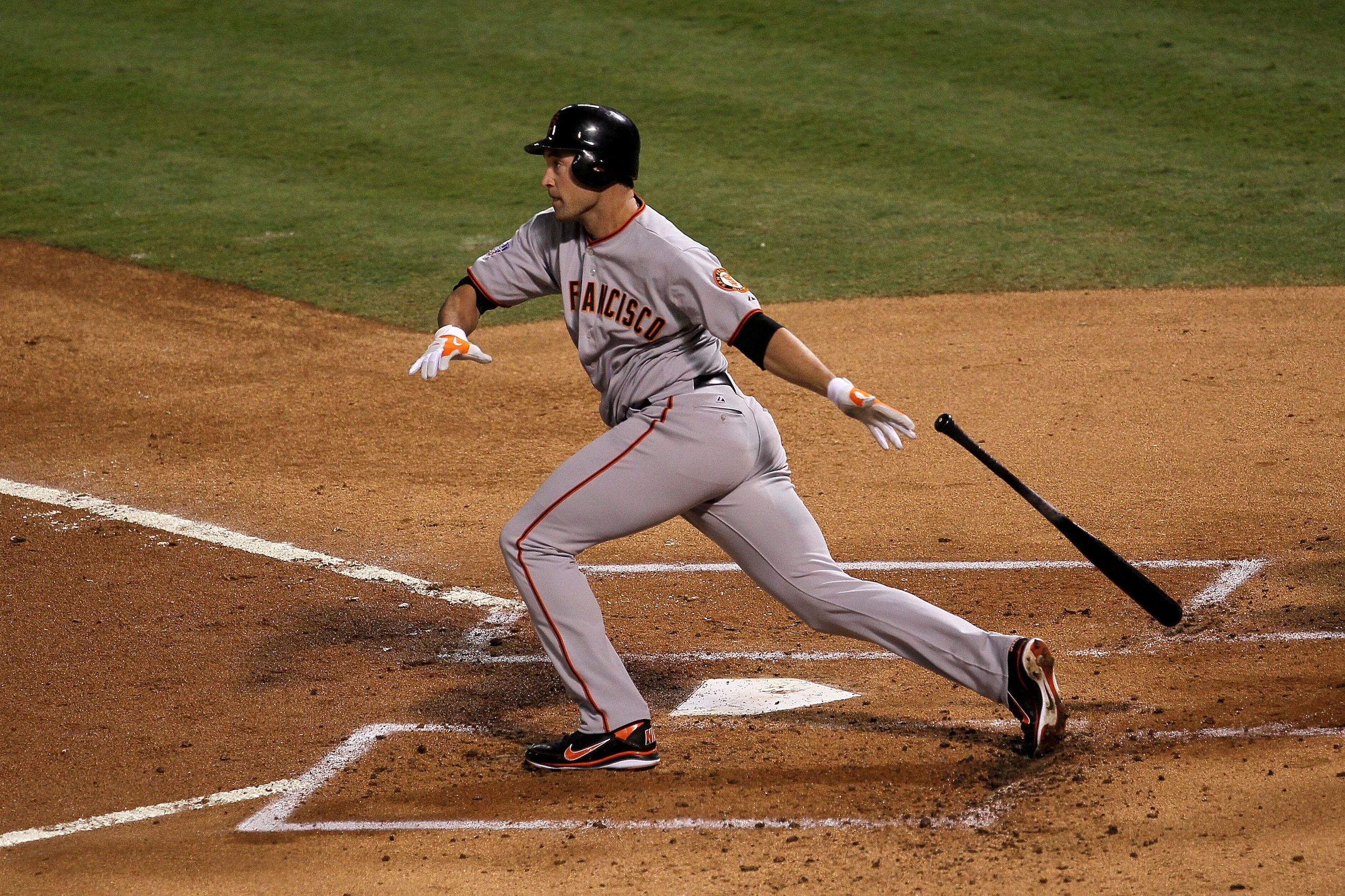 ARLINGTON, TX - NOVEMBER 01:  Pat Burrell of the San Francisco Giants bats against the Texas Rangers in Game Five of the 2010 MLB World Series at Rangers Ballpark in Arlington on November 1, 2010 in Arlington, Texas.  (Photo by Stephen Dunn/Getty Images)
