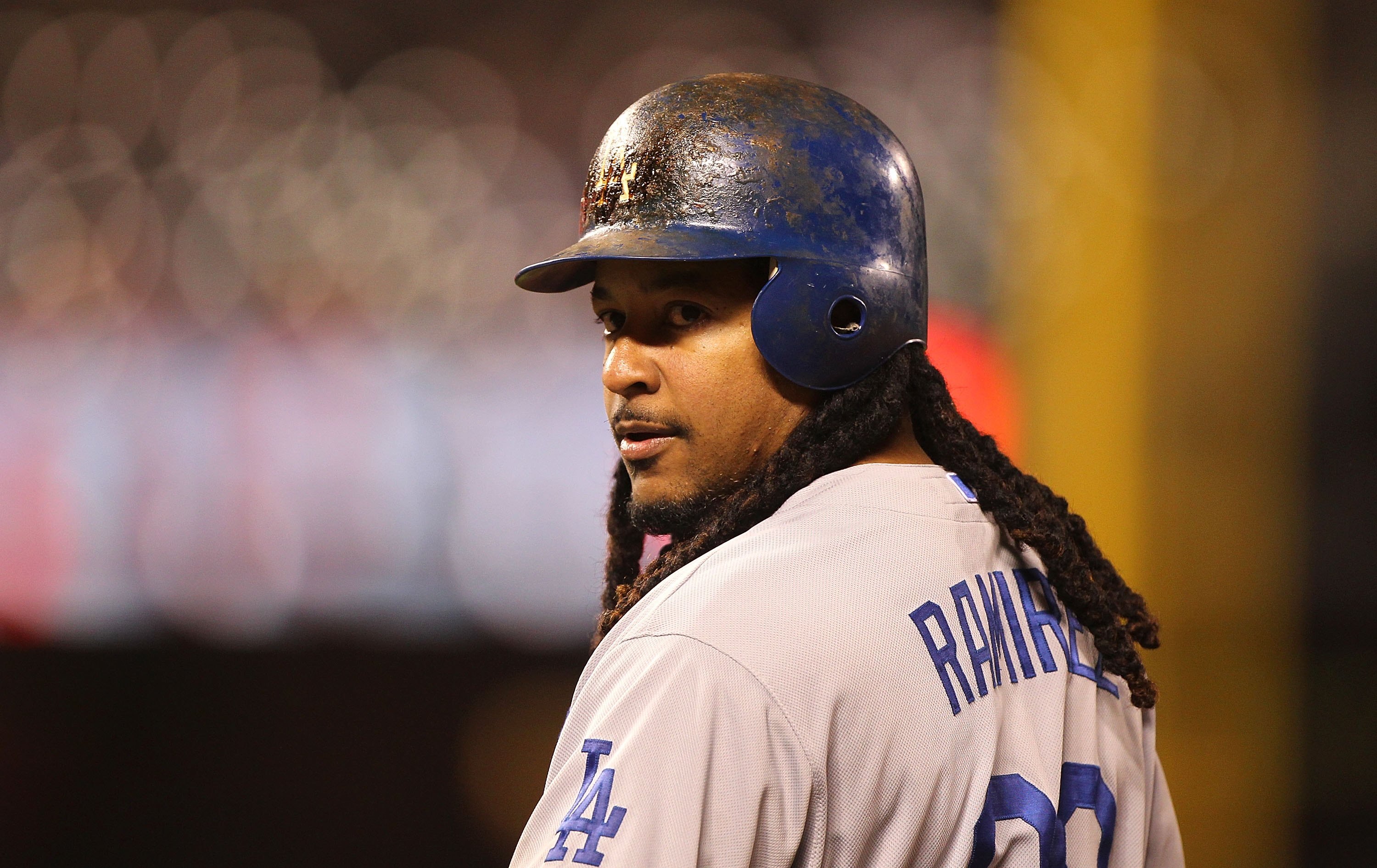 SAN FRANCISCO - JUNE 28:  Manny Ramirez #99 of the Los Angeles Dodgers in action against the San Francisco Giants during an MLB game at AT&T Park on June 28, 2010 in San Francisco, California.  (Photo by Jed Jacobsohn/Getty Images)