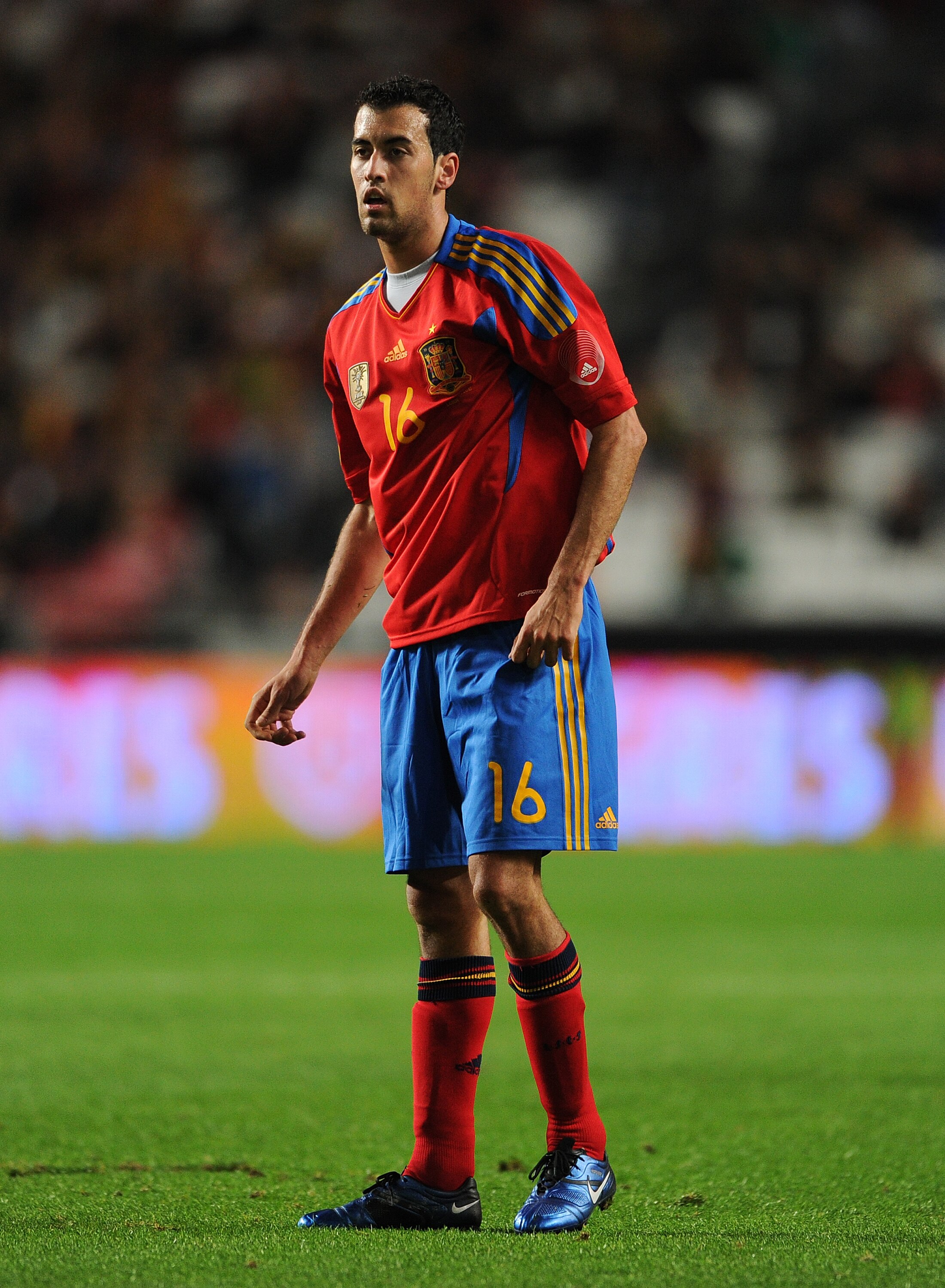 LISBON, PORTUGAL - NOVEMBER 17:  Sergio Busquets of Spain looks on during the International Friendly match between Portugal and Spain at the Estadio da Luz on November 17, 2010 in Lisbon, Portugal.  (Photo by Jasper Juinen/Getty Images)