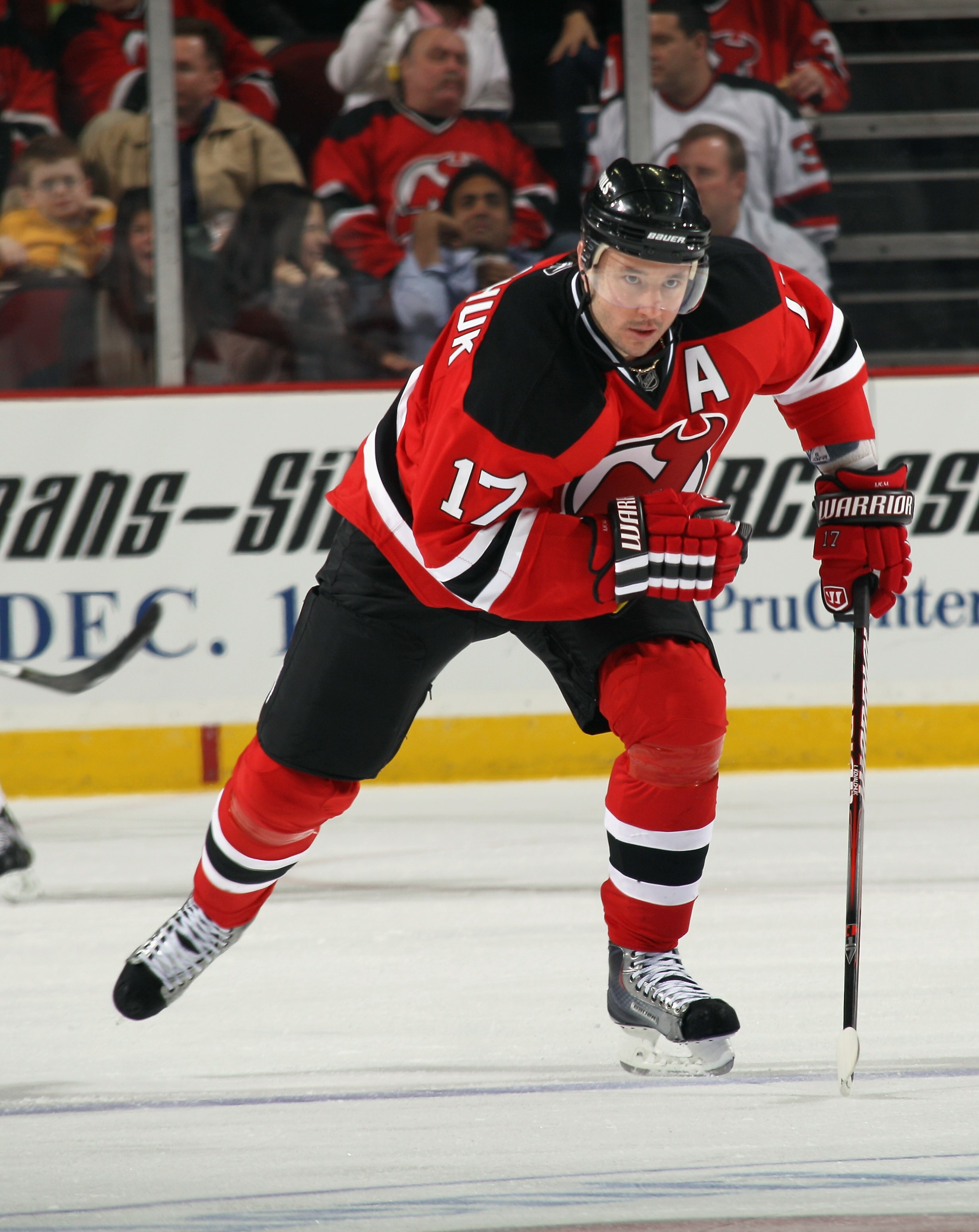 NEWARK, NJ - DECEMBER 11:  Ilya Kovalchuk #17 of the New Jersey Devils skates against the Detroit Red Wings at the Prudential Center on December 11, 2010 in Newark, New Jersey. The Red Wings defeated the the Devils 4-1.  (Photo by Bruce Bennett/Getty Imag