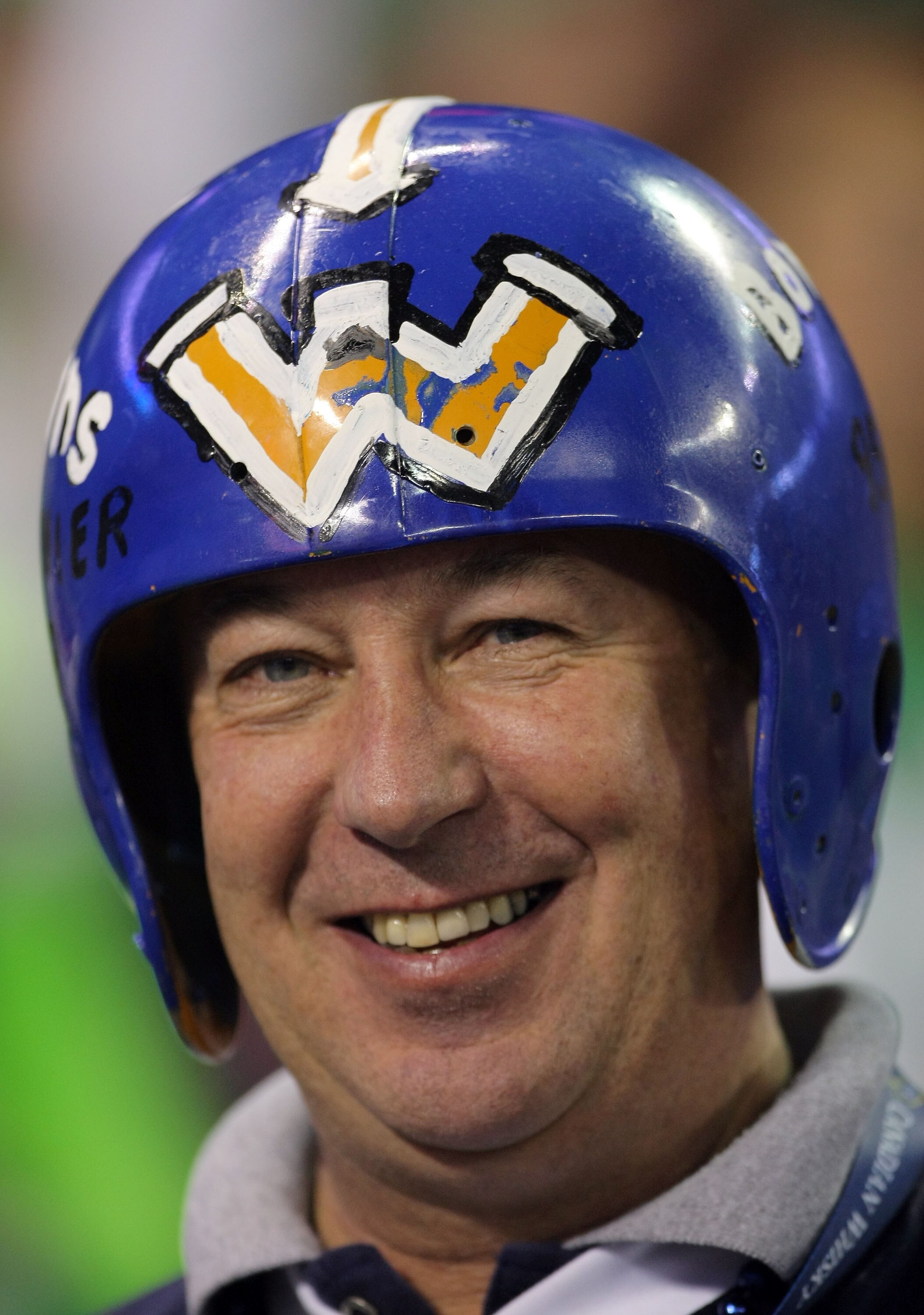 TORONTO, ON - NOVEMBER 25:  A Winnipeg Blue Bombers fan smiles before the game against the Saskatchewan Rough Riders during the 95th Grey Cup on November 25, 2007 at the Rogers Centre in Toronto, Ontario, Canada.  (Photo by Harry How/Getty Images)