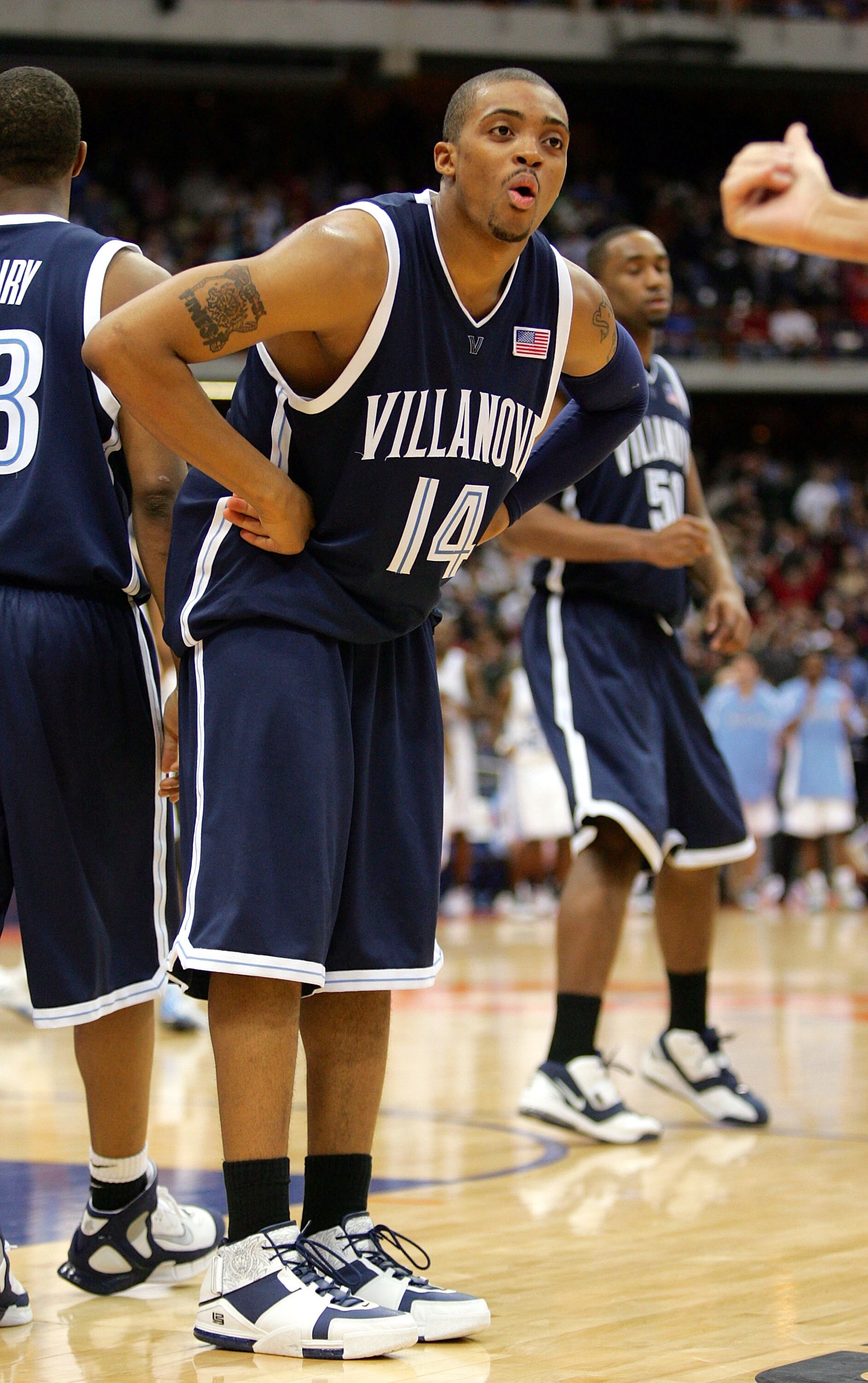 SYRACUSE, NY - MARCH 25:  Allan Ray #14 of the Villanova Wildcats questions a travelling call in the last seconds of their 67-66 loss to the North Carolina Tar Heels during their regional semi-final game on March 25, 2005 at the Carrier Dome in Syracuse,
