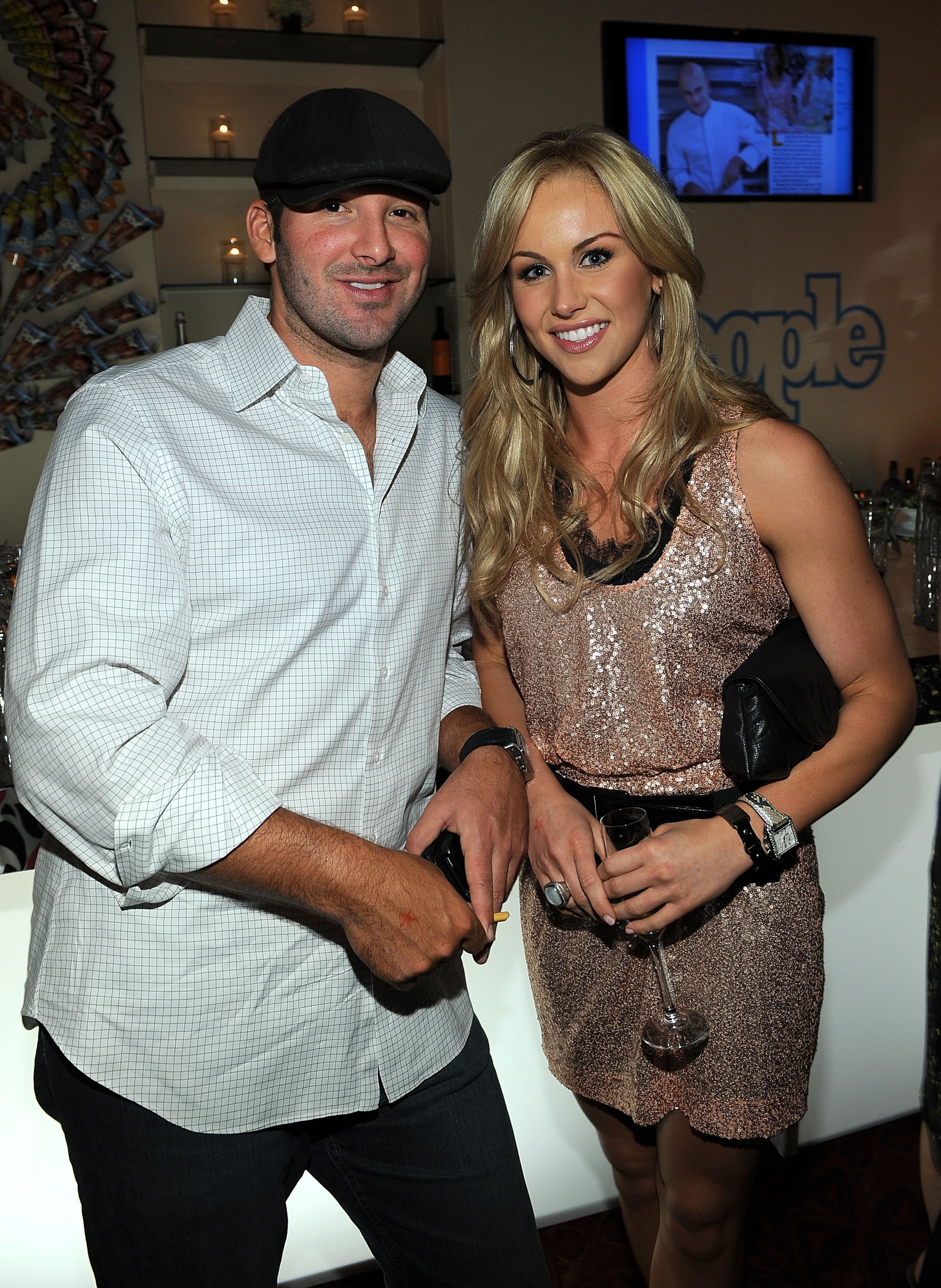WASHINGTON - APRIL 30:  NFL player Tony Romo and journalist Candice Crawford attend the PEOPLE/TIME party on the eve of the White House Correspondents' Dinner at the St Regis Hotel - Astor Terrace on April 30, 2010 in Washington, DC.  (Photo by Larry Busa