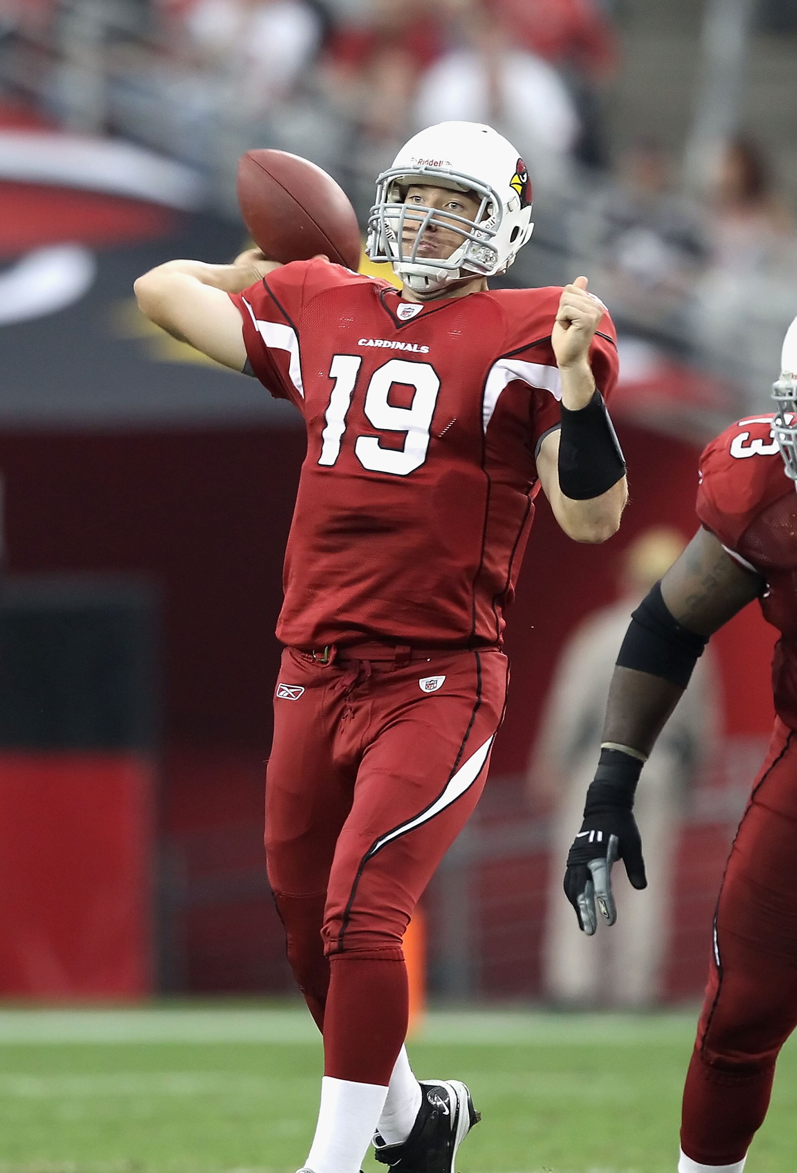 GLENDALE, AZ - DECEMBER 12:  Quarterback John Skelton #19 of the Arizona Cardinals throws the football during the NFL game against the Denver Broncos at the University of Phoenix Stadium on December 12, 2010 in Glendale, Arizona. The Cardinals defeated th