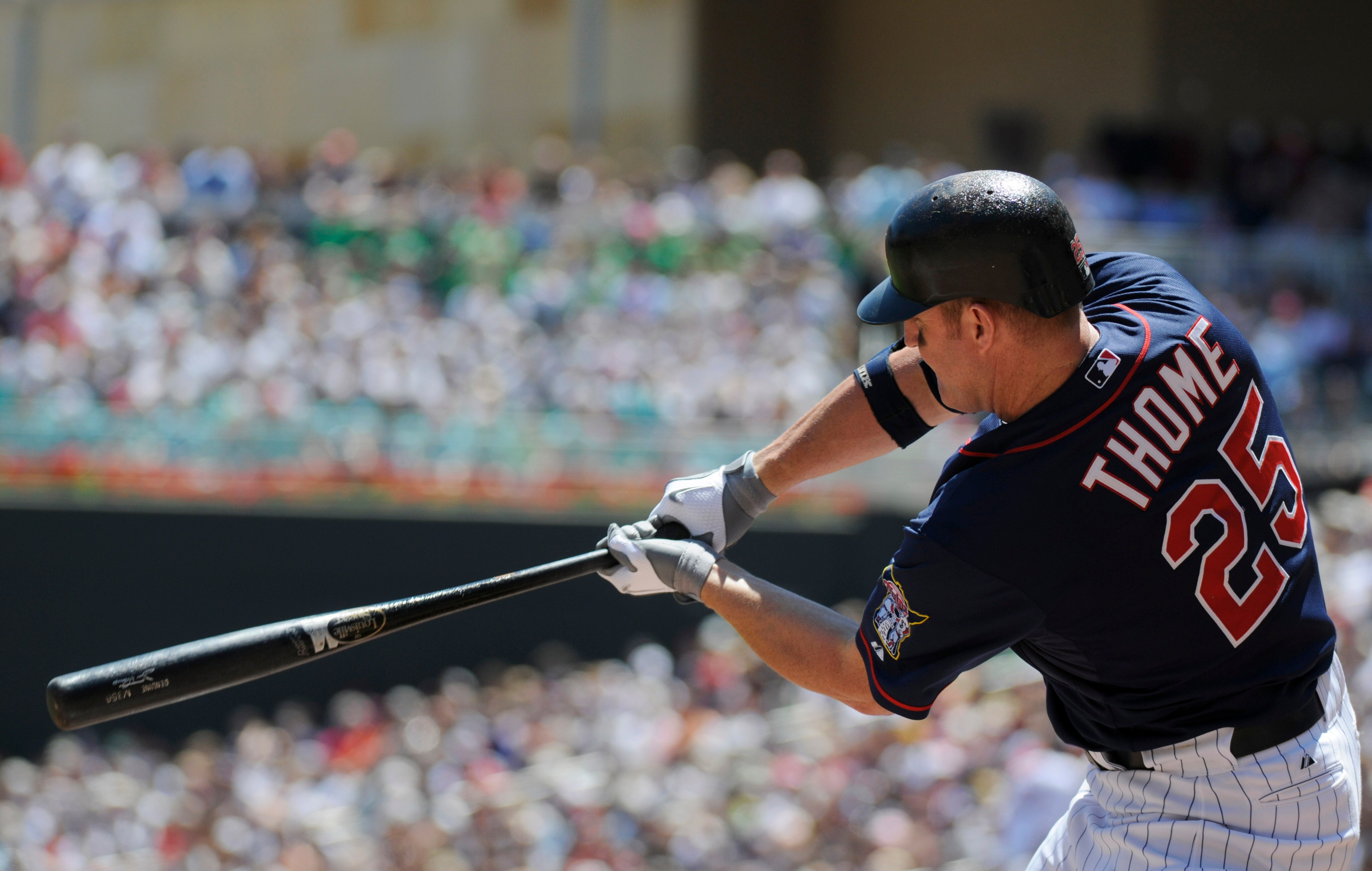MINNEAPOLIS, MN - JUNE 30: Jim Thome #25 of the Minnesota Twins bats in the second inning against the Detroit Tigers during their game on June 30, 2010 at Target Field in Minneapolis, Minnesota. Twins won 5-1. (Photo by Hannah Foslien /Getty Images)