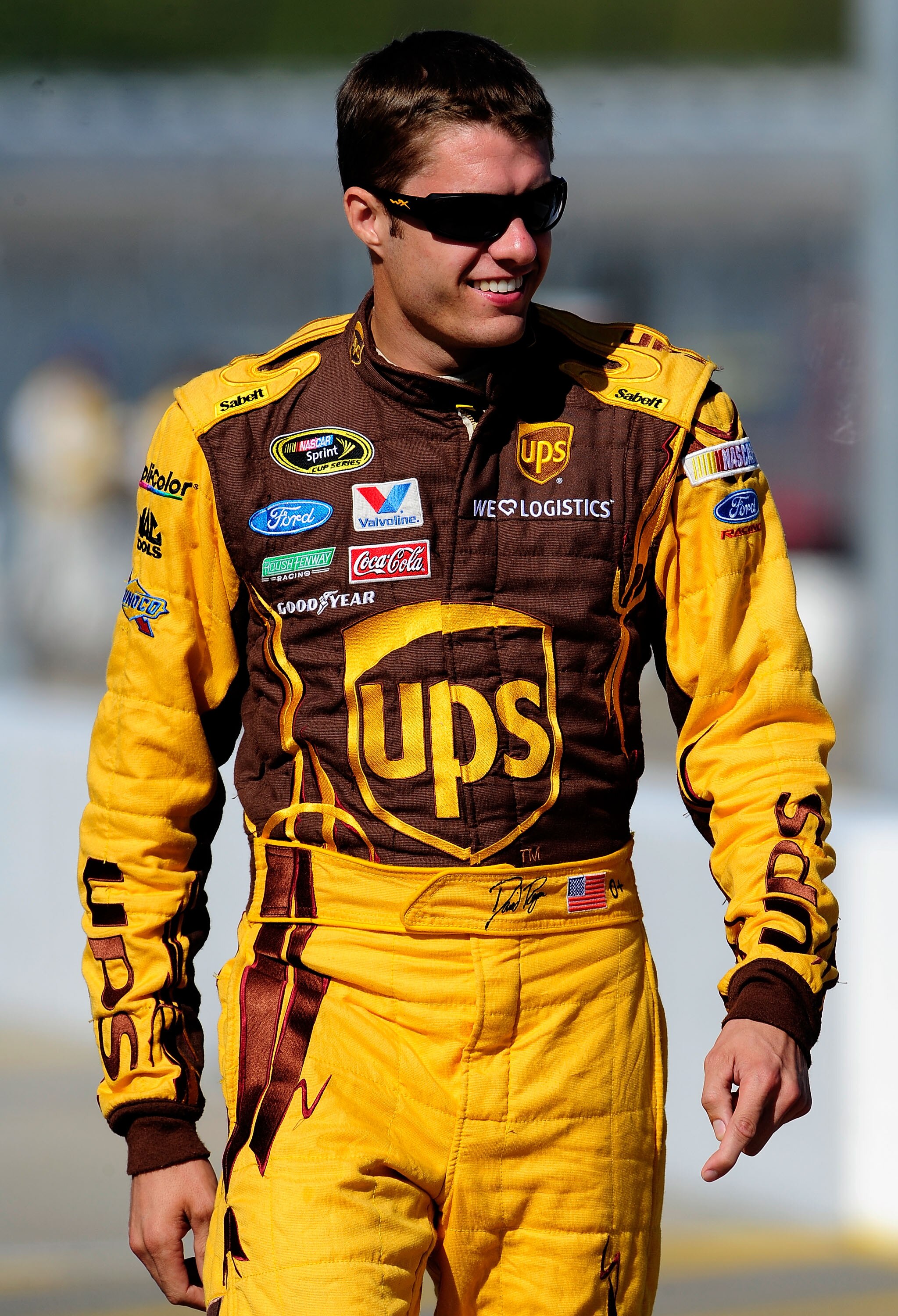 KANSAS CITY, KS - OCTOBER 01:  David Ragan, driver of the #6 UPS Ford, walks on pit road during qualifying for the NASCAR Sprint Cup Series Price Chopper 400 on October 1, 2010 in Kansas City, Kansas.  (Photo by Rusty Jarrett/Getty Images for NASCAR)