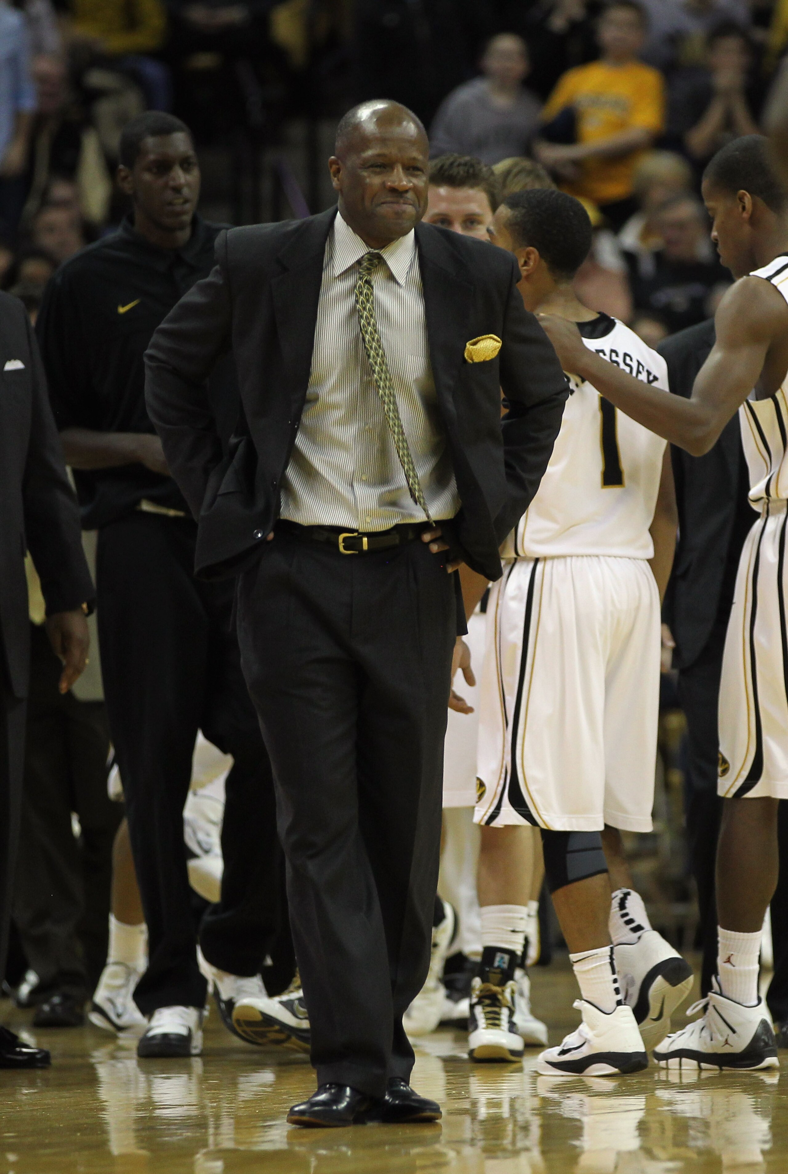 COLUMBIA, MO - DECEMBER 08:  Head coach Mike Anderson of the Missouri Tigers in action during the game against the Vanderbilt Commodores on December 8, 2010 at Mizzou Arena in Columbia, Missouri.  (Photo by Jamie Squire/Getty Images)