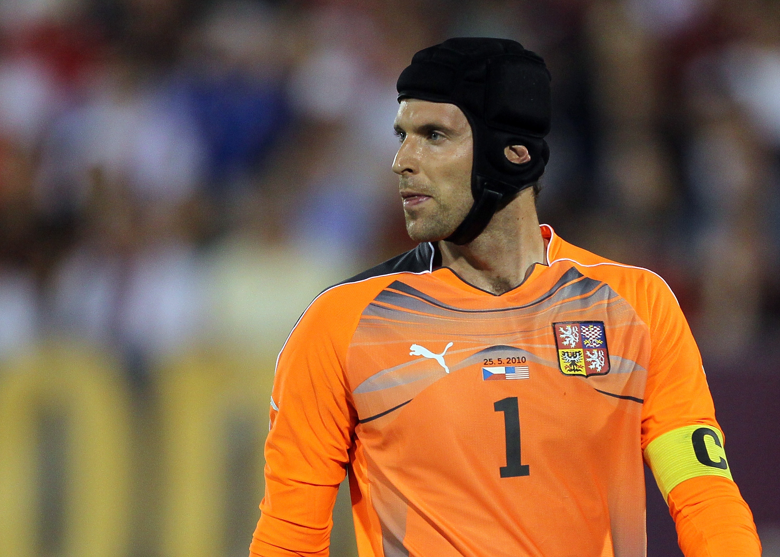 EAST HARTFORD, CT - MAY 25:  Goalie Petr Cech #1 of the Czech Republic walks into position during a friendly match against the United States at Rentschler Field on May 25, 2010 in East Hartford, Connecticut. (Photo by Jim Rogash/Getty Images)