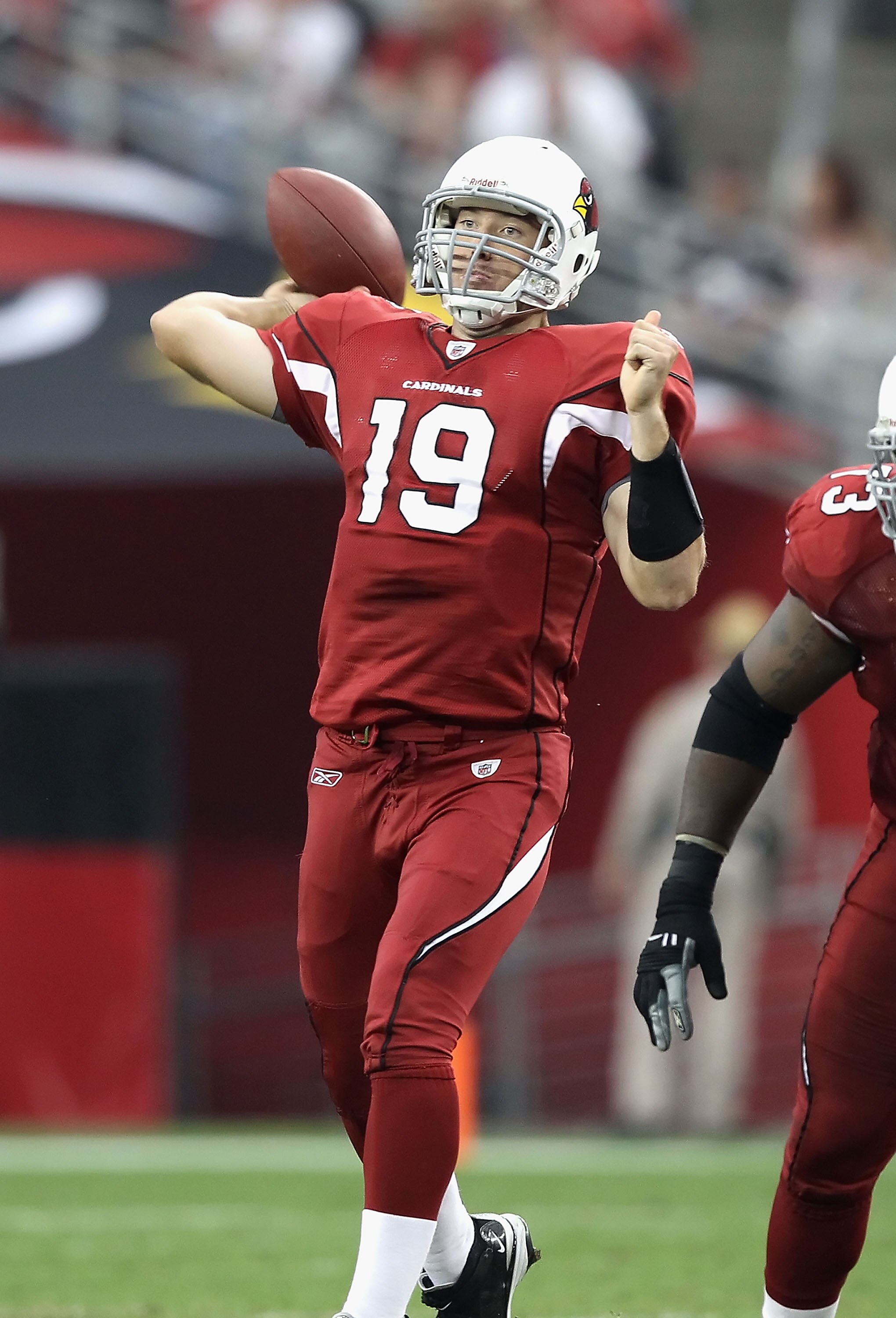 GLENDALE, AZ - DECEMBER 12:  Quarterback John Skelton #19 of the Arizona Cardinals throws the football during the NFL game against the Denver Broncos at the University of Phoenix Stadium on December 12, 2010 in Glendale, Arizona. The Cardinals defeated th
