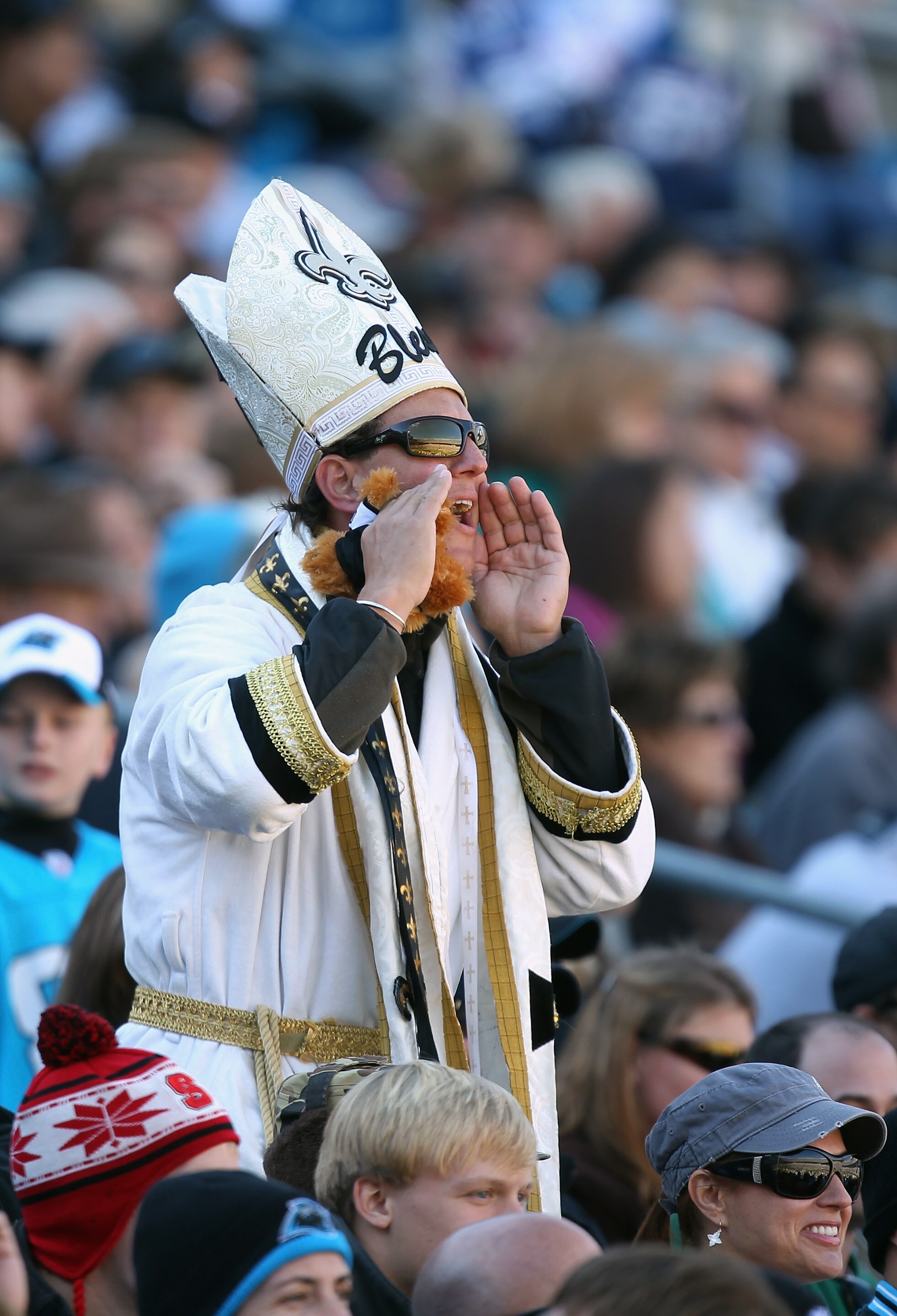 CHARLOTTE, NC - NOVEMBER 07:  A fan watches on during the game between the New Orleans Saints and Carolina Panthers at Bank of America Stadium on November 7, 2010 in Charlotte, North Carolina.  (Photo by Streeter Lecka/Getty Images)