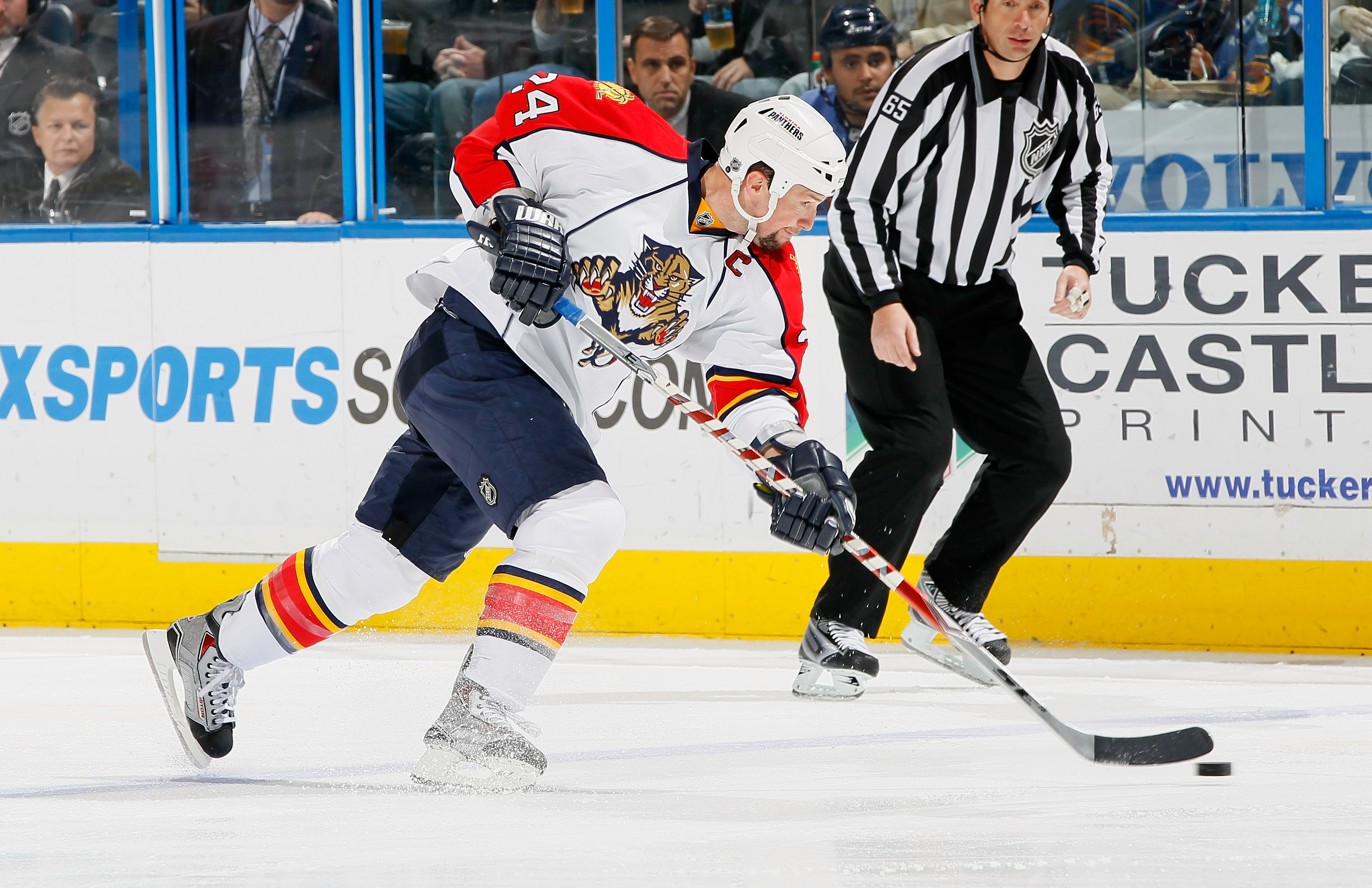 ATLANTA - NOVEMBER 17:  Bryan McCabe #24 of the Florida Panthers against the Atlanta Thrashers at Philips Arena on November 17, 2010 in Atlanta, Georgia.  (Photo by Kevin C. Cox/Getty Images)