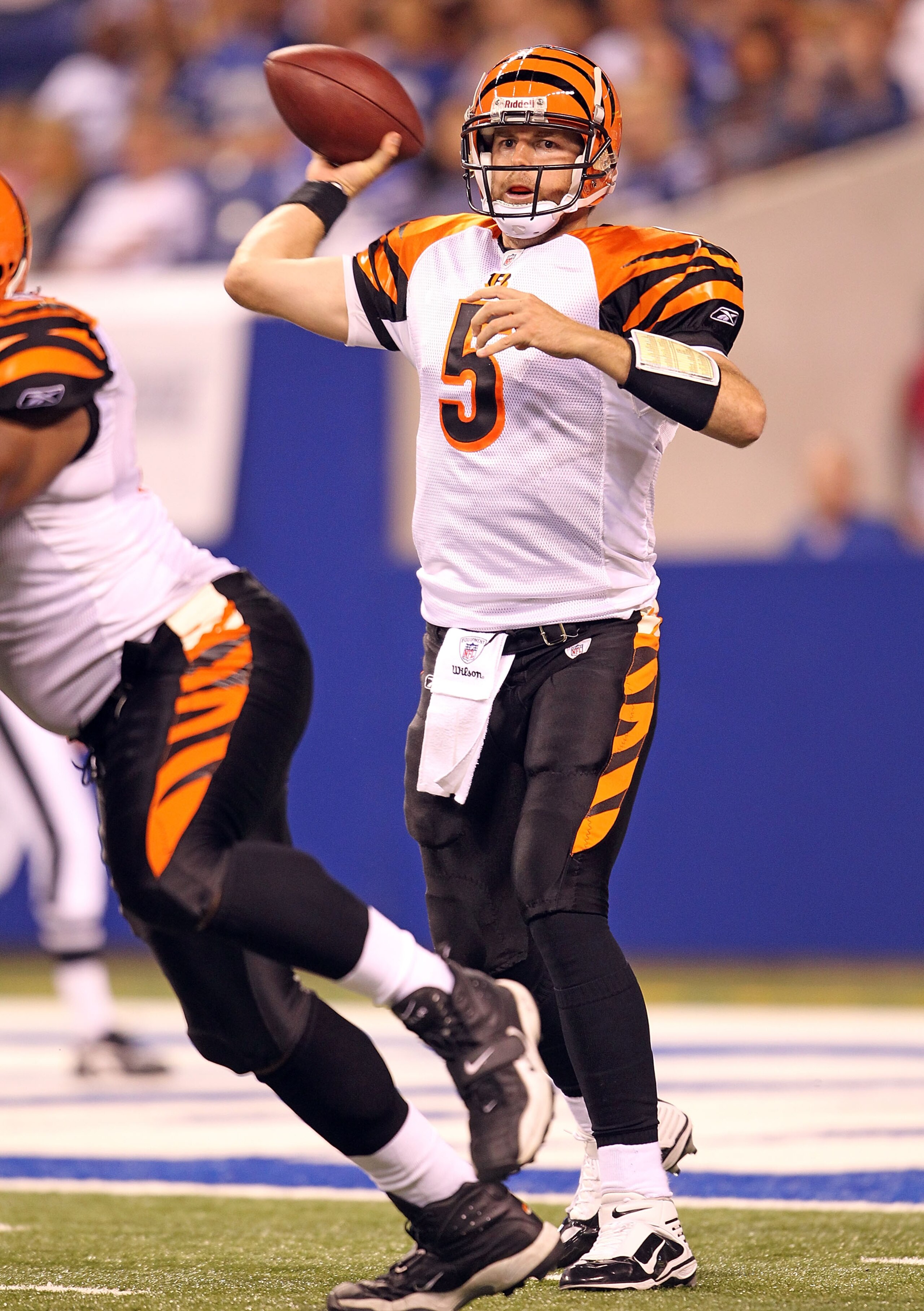 INDIANAPOLIS - SEPTEMBER 02: Jordan Palmer #5 of the Cincinnati Bengals throws a pass during the NFL preseason game against the Indianapolis Colts at Lucas Oil Stadium on September 2, 2010 in Indianapolis, Indiana. (Photo by Andy Lyons/Getty Images) INDIANAPOLIS - SEPTEMBER 02: Jordan Palmer #5 of the Cincinnati Bengals throws a pass during the NFL preseason game against the Indianapolis Colts at Lucas Oil Stadium on September 2, 2010 in Indianapolis, Indiana. (Photo by Andy Lyons/Getty Images)