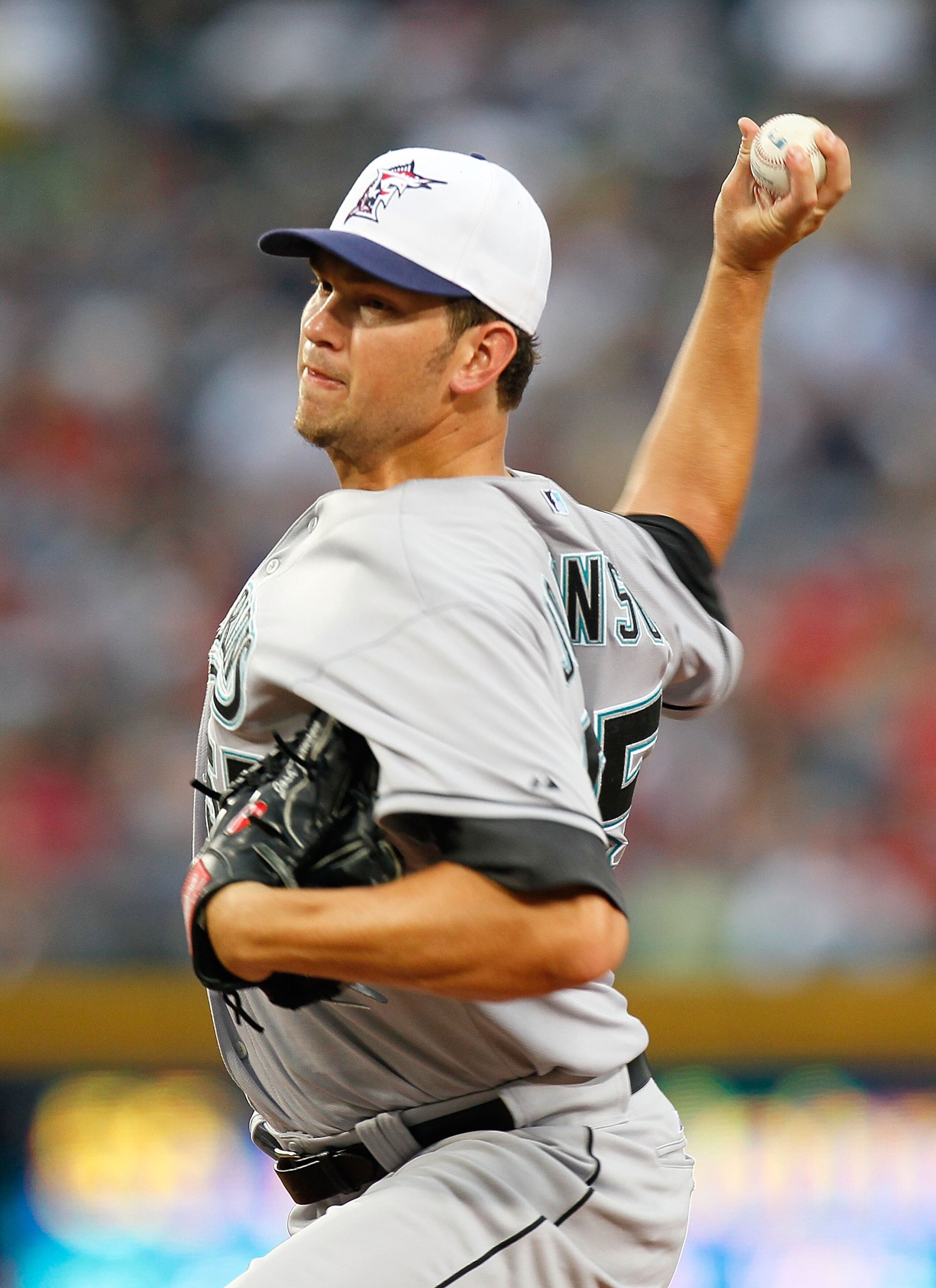 ATLANTA - JULY 02: Pitcher Josh Johnson #55 of the Florida Marlins against the Atlanta Braves at Turner Field on July 2, 2010 in Atlanta, Georgia. (Photo by Kevin C. Cox/Getty Images) ATLANTA - JULY 02: Pitcher Josh Johnson #55 of the Florida Marlins against the Atlanta Braves at Turner Field on July 2, 2010 in Atlanta, Georgia. (Photo by Kevin C. Cox/Getty Images)